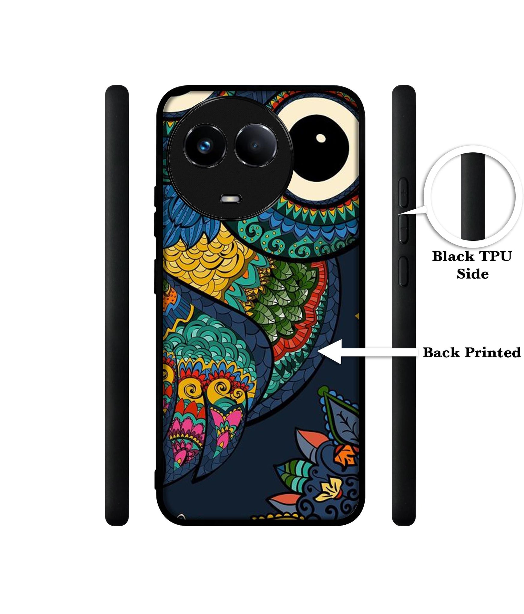 Owl Illustration Designer 2D Printed Back Case Cover for Realme 11 5G / C67 5G / 11X 5G / Narzo 60X 5G