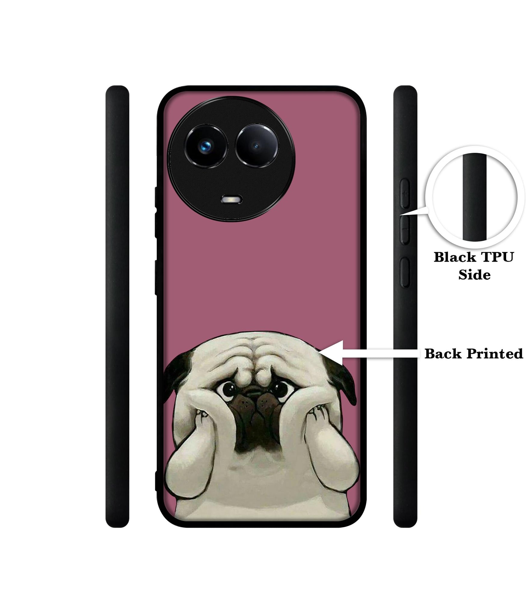 Cute Pug Holding Big Cheeks Designer 2D Printed Back Case Cover for Realme 11 5G / C67 5G / 11X 5G / Narzo 60X 5G