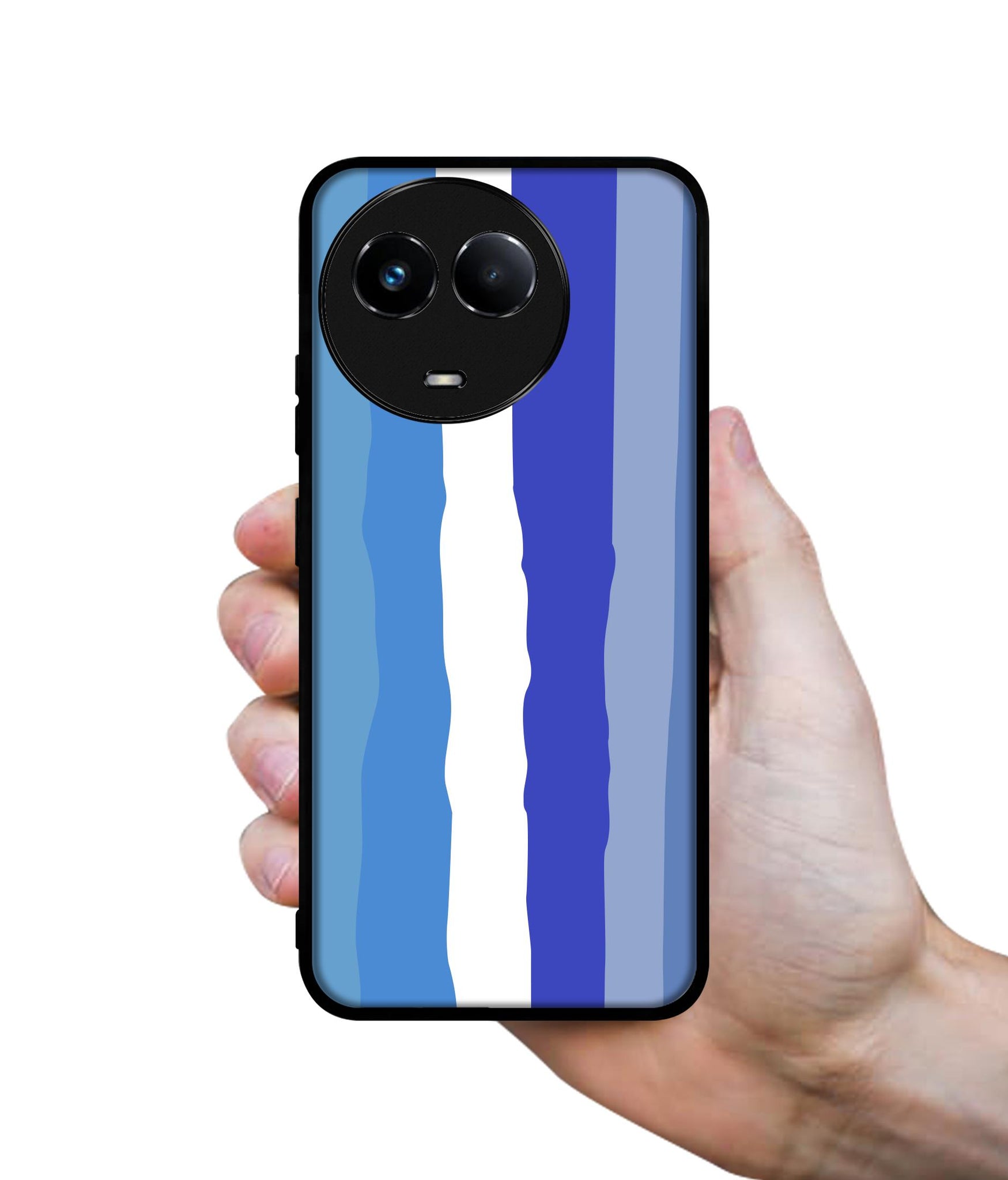 Blue Stripes Rainbow Designer 2D Printed Back Case Cover for Realme 11 5G / C67 5G / 11X 5G / Narzo 60X 5G