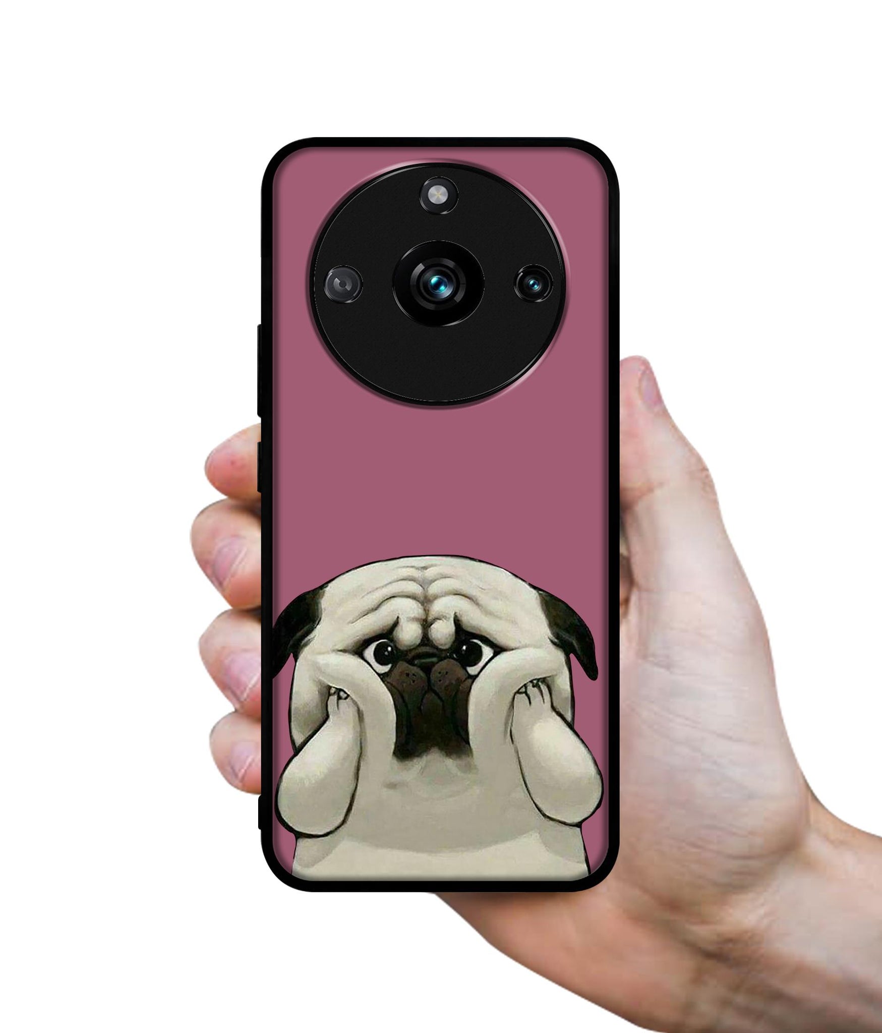 Cute Pug Holding Big Cheeks Designer 2D Printed Back Case Cover for Realme 11 Pro 5G / 11 Pro Plus 5G / Narzo 60 Pro 5G