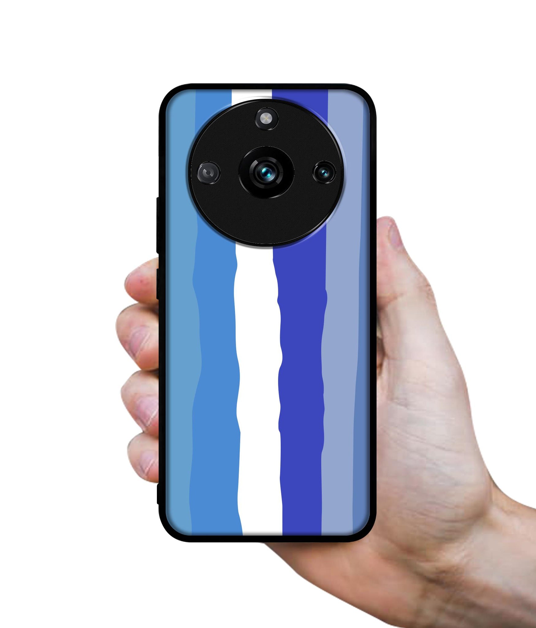 Blue Stripes Rainbow Designer 2D Printed Back Case Cover for Realme 11 Pro 5G / 11 Pro Plus 5G / Narzo 60 Pro 5G