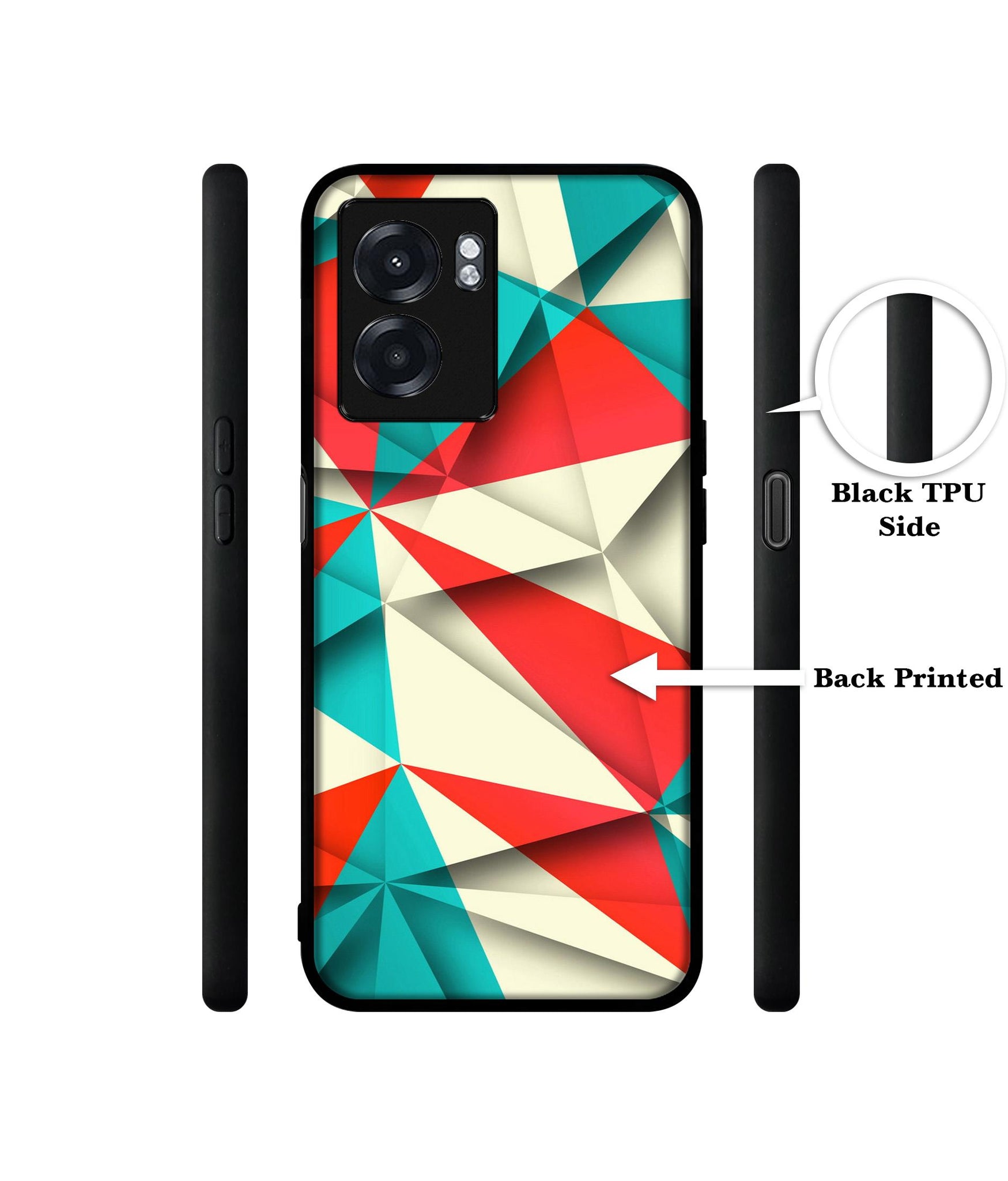 Red Blue White Pattern Designer 2D Printed Back Case Cover for Realme Narzo 50 5G / Oppo K10 5G / A77 5G / A57 5G