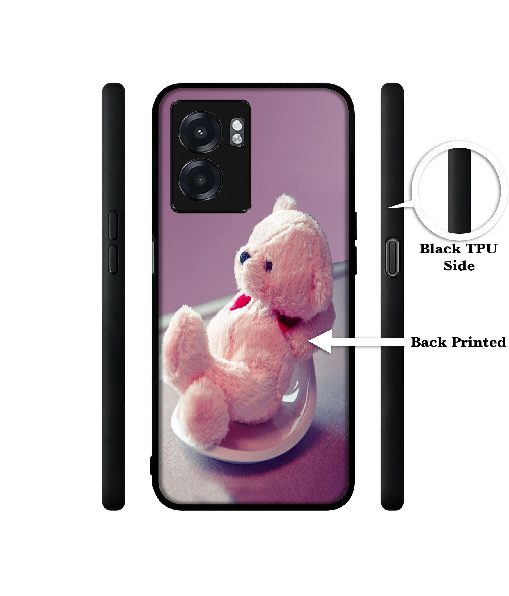 Cute Teddy Bear Designer 2D Printed Back Case Cover for Realme Narzo 50 5G / Oppo K10 5G / A77 5G / A57 5G