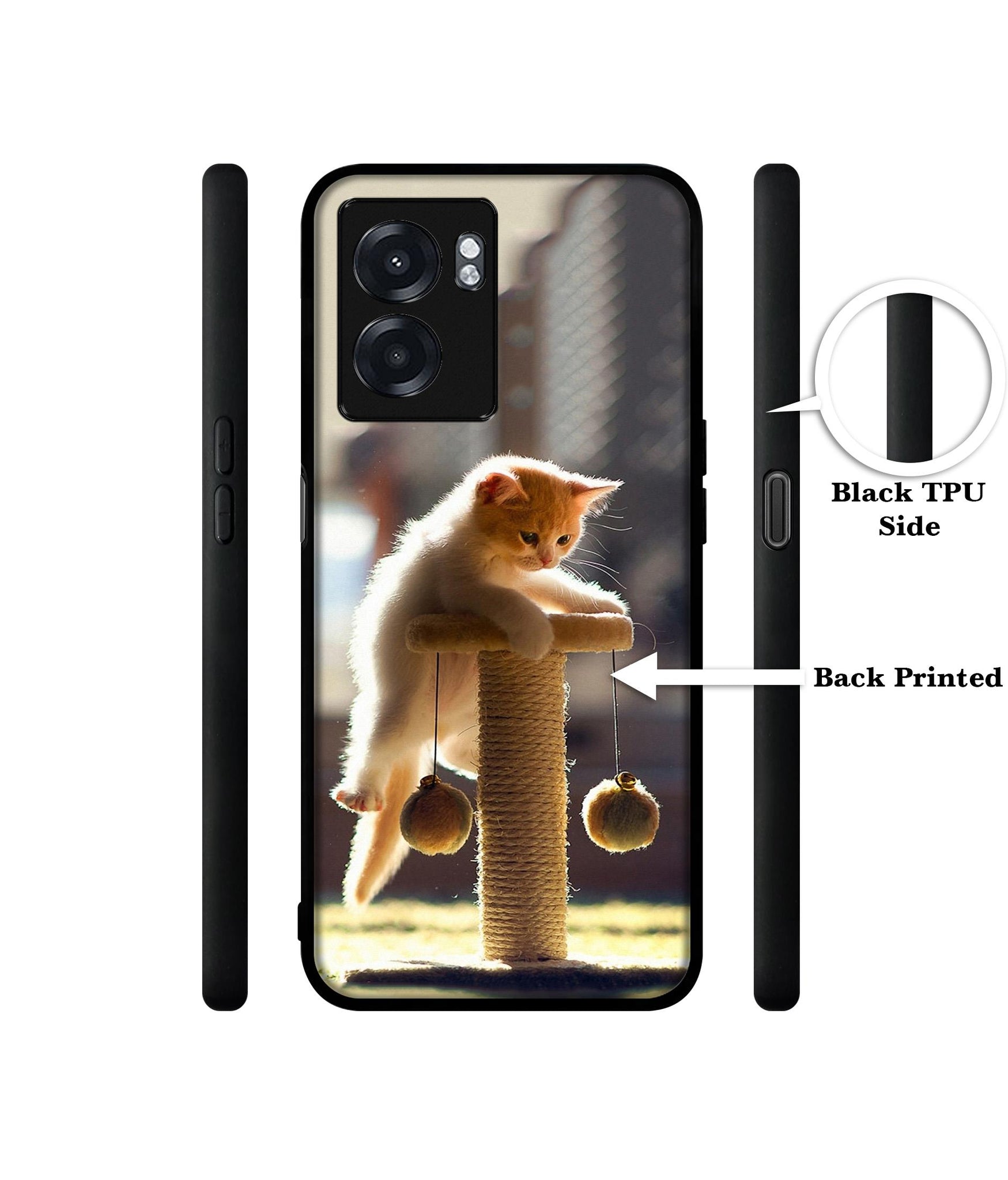 Cat Climbing Designer 2D Printed Back Case Cover for Realme Narzo 50 5G / Oppo K10 5G / A77 5G / A57 5G