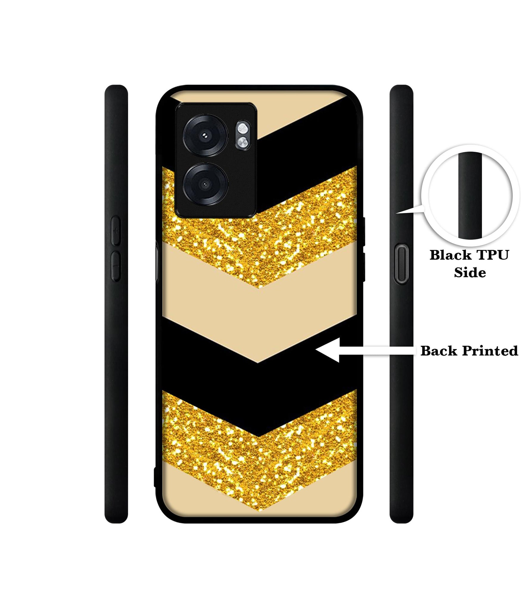 Black & Gold Designer 2D Printed Back Case Cover for Realme Narzo 50 5G / Oppo K10 5G / A77 5G / A57 5G