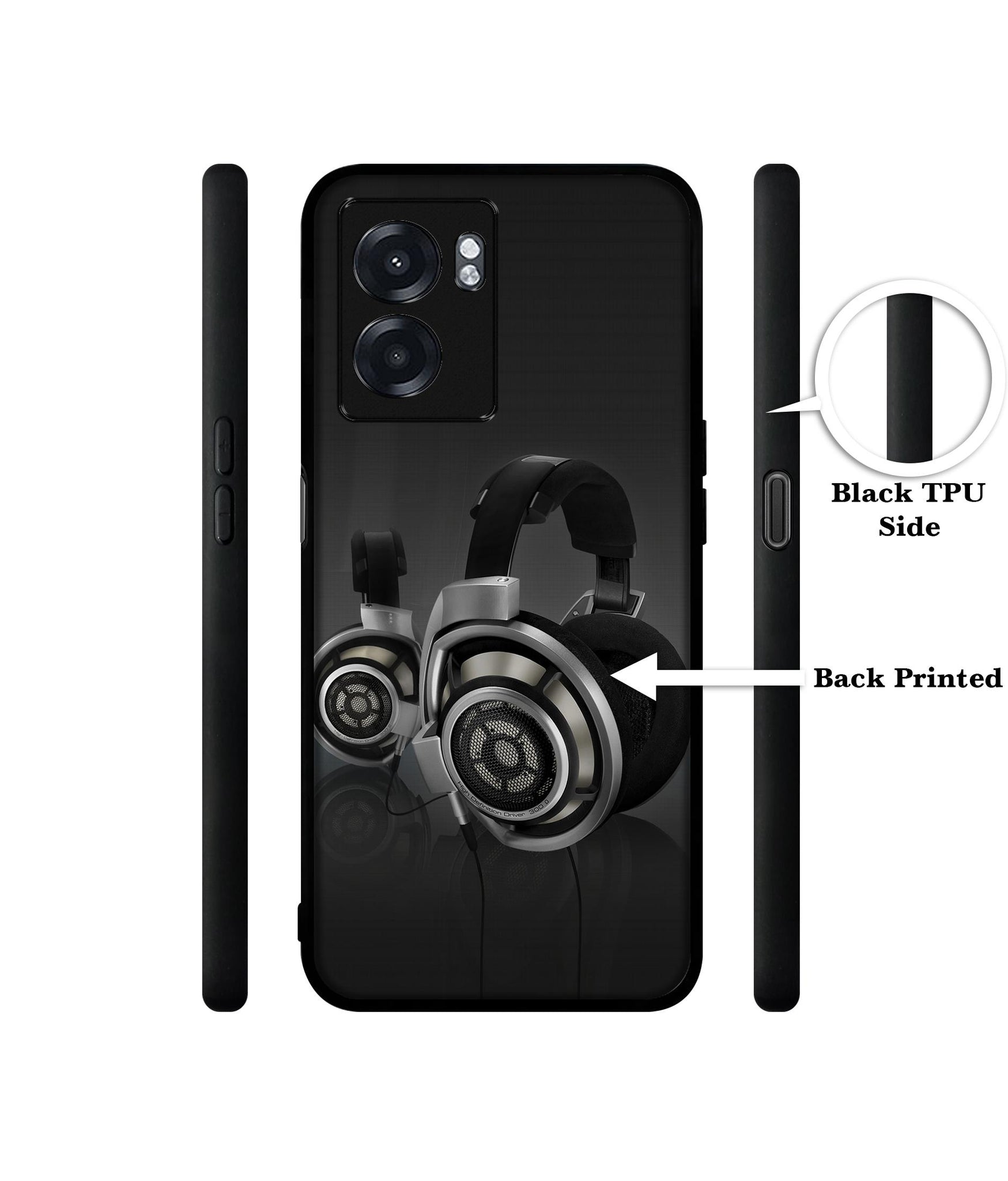 Head Phone Designer 2D Printed Back Case Cover for Realme Narzo 50 5G / Oppo K10 5G / A77 5G / A57 5G