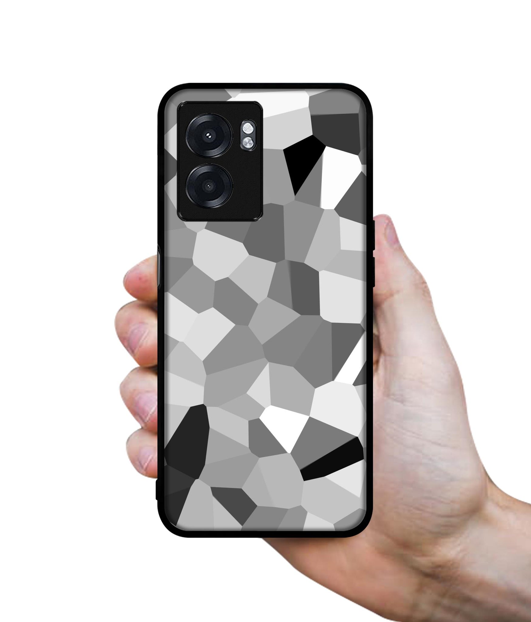 Black & White Mathematical Shape Designer 2D Printed Back Case Cover for Realme Narzo 50 5G / Oppo K10 5G / A77 5G / A57 5G