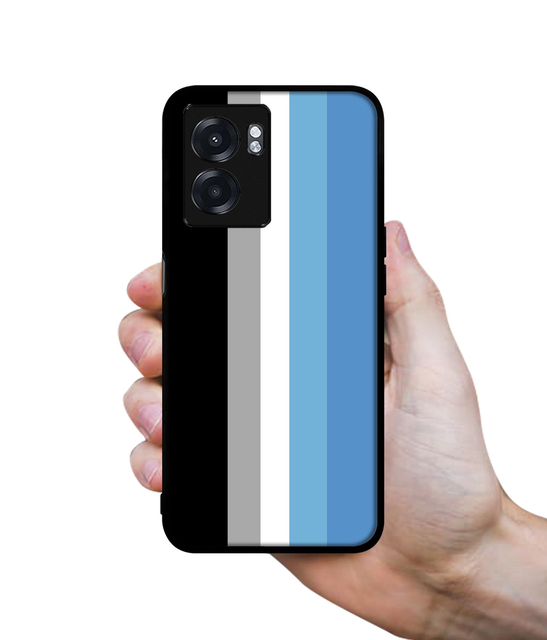 White and Blue Lines Designer 2D Printed Back Case Cover for Realme Narzo 50 5G / Oppo K10 5G / A77 5G / A57 5G