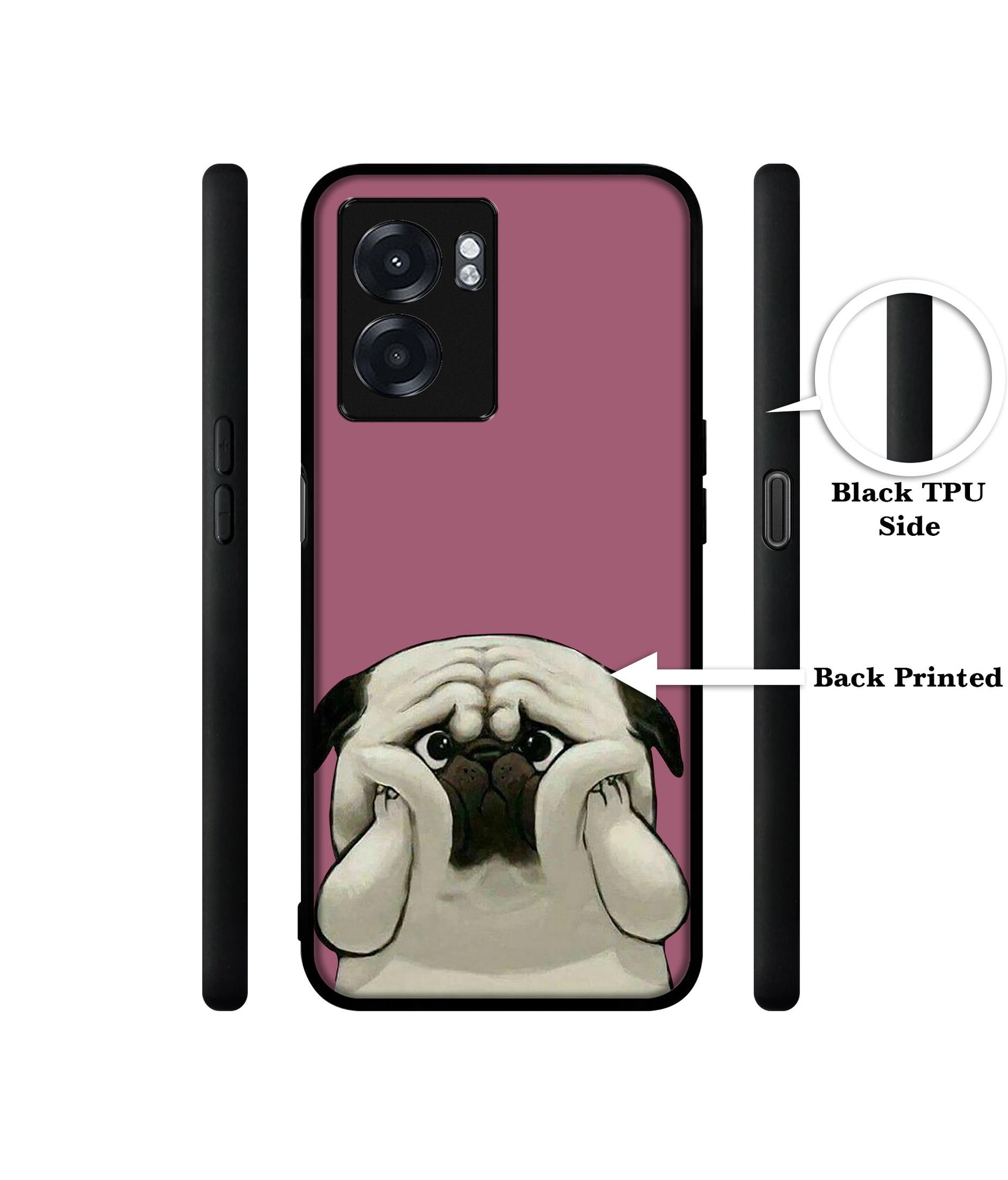 Cute Pug Holding Big Cheeks Designer 2D Printed Back Case Cover for Realme Narzo 50 5G / Oppo K10 5G / A77 5G / A57 5G