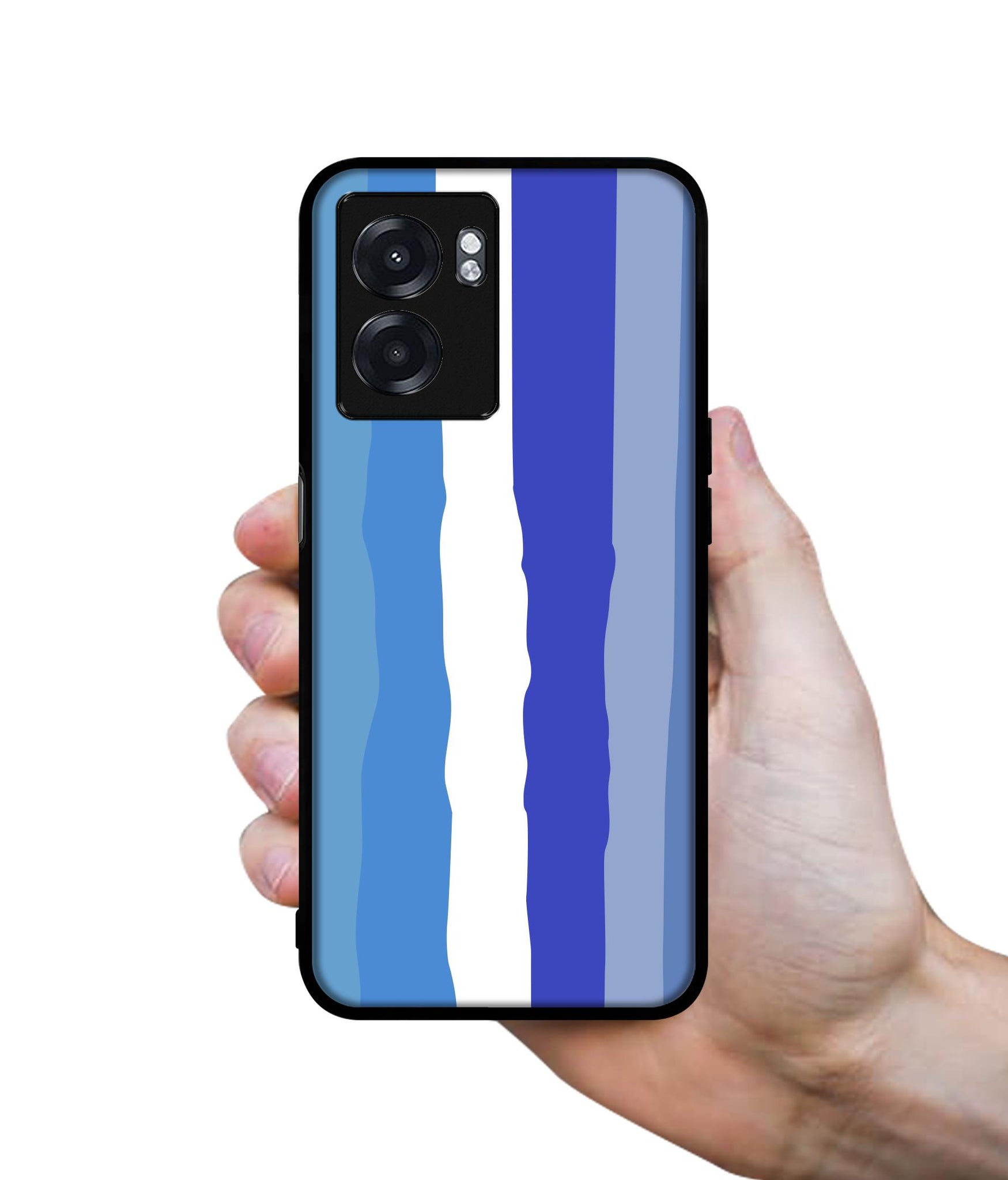Blue Stripes Rainbow Designer 2D Printed Back Case Cover for Realme Narzo 50 5G / Oppo K10 5G / A77 5G / A57 5G