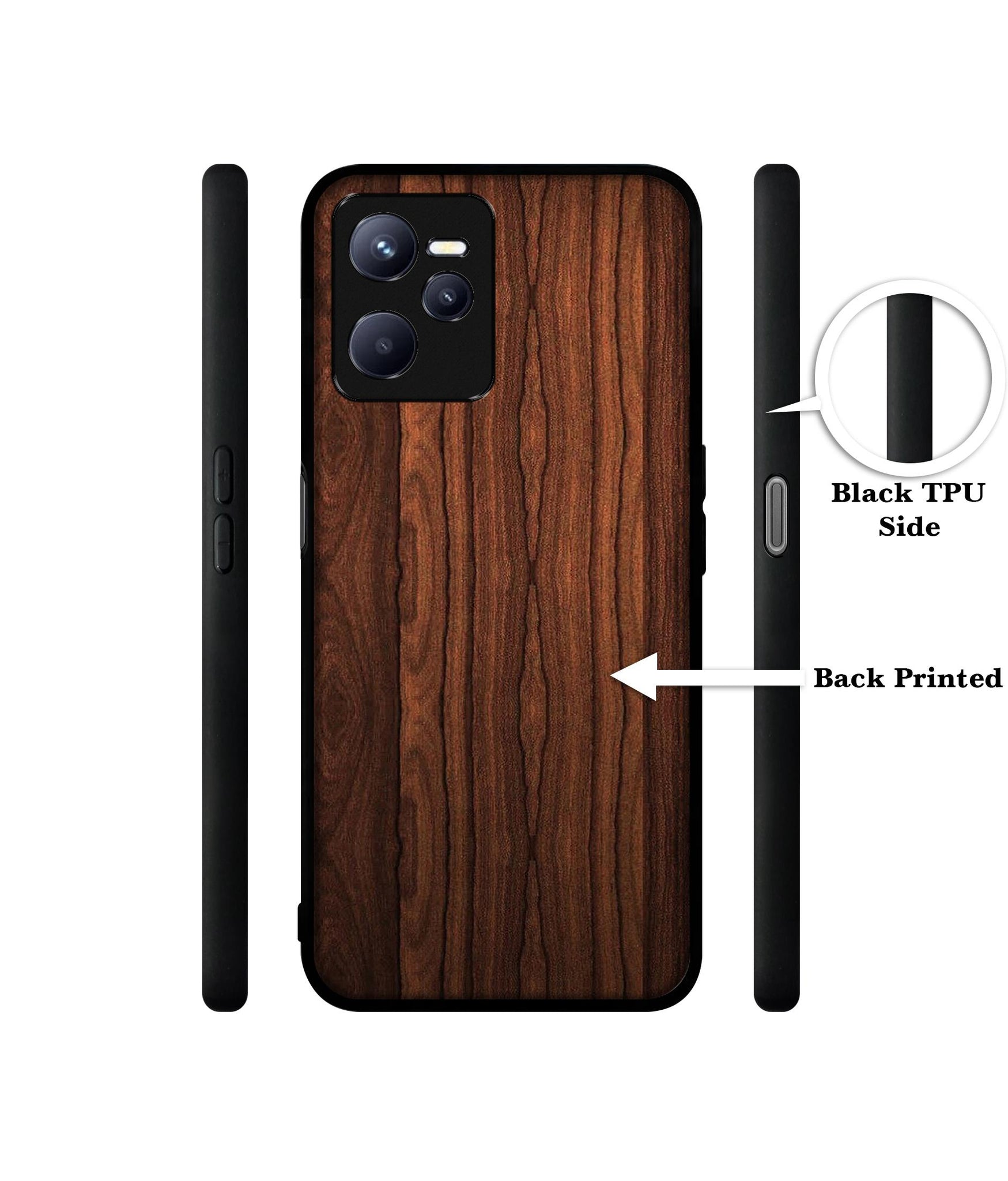 Brown Wooden Texture Designer 2D Printed Back Case Cover for Realme C35 4G / Narzo 50A Prime 4G