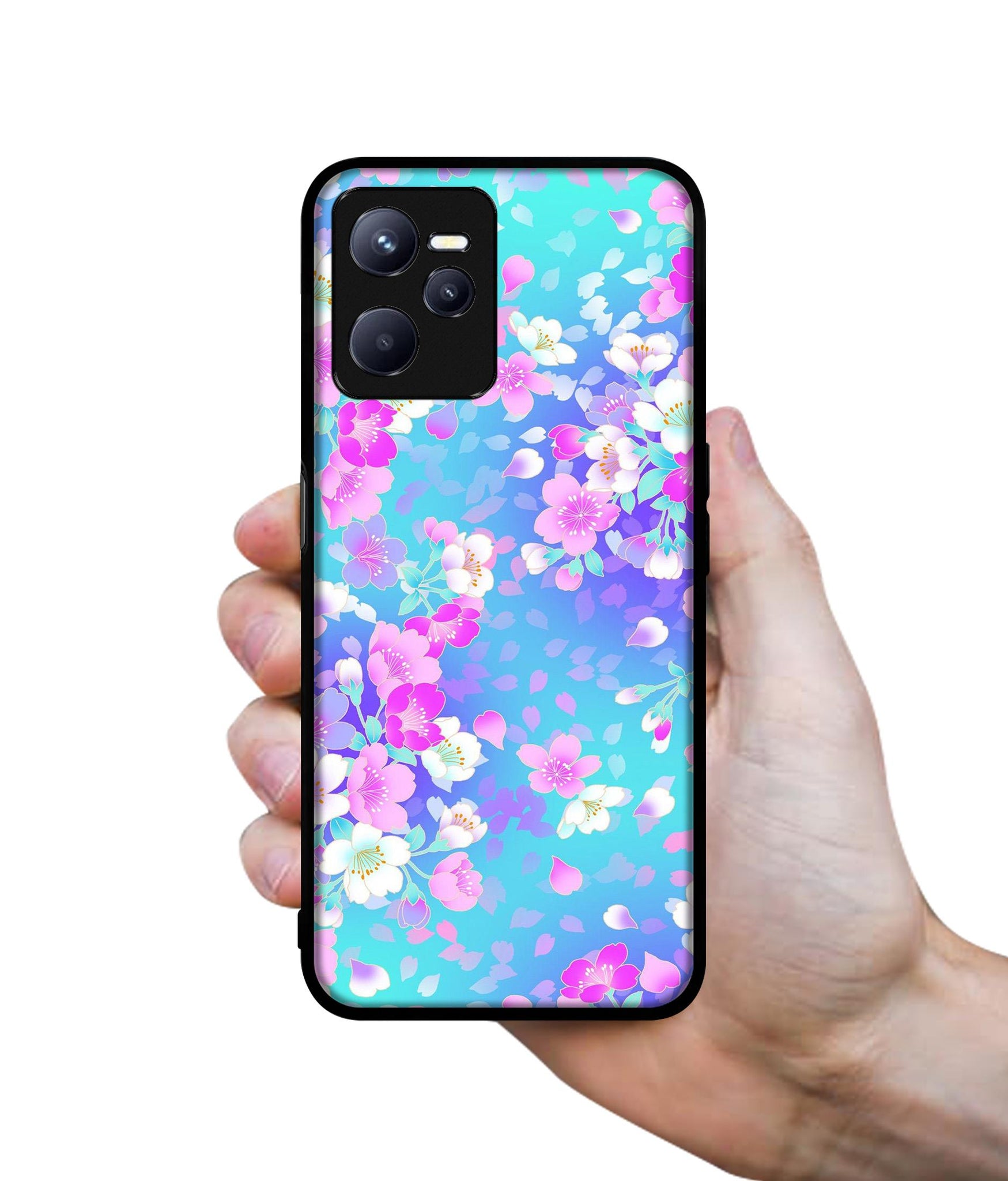 Floral Blue Pattern Designer 2D Printed Back Case Cover for Realme C35 4G / Narzo 50A Prime 4G