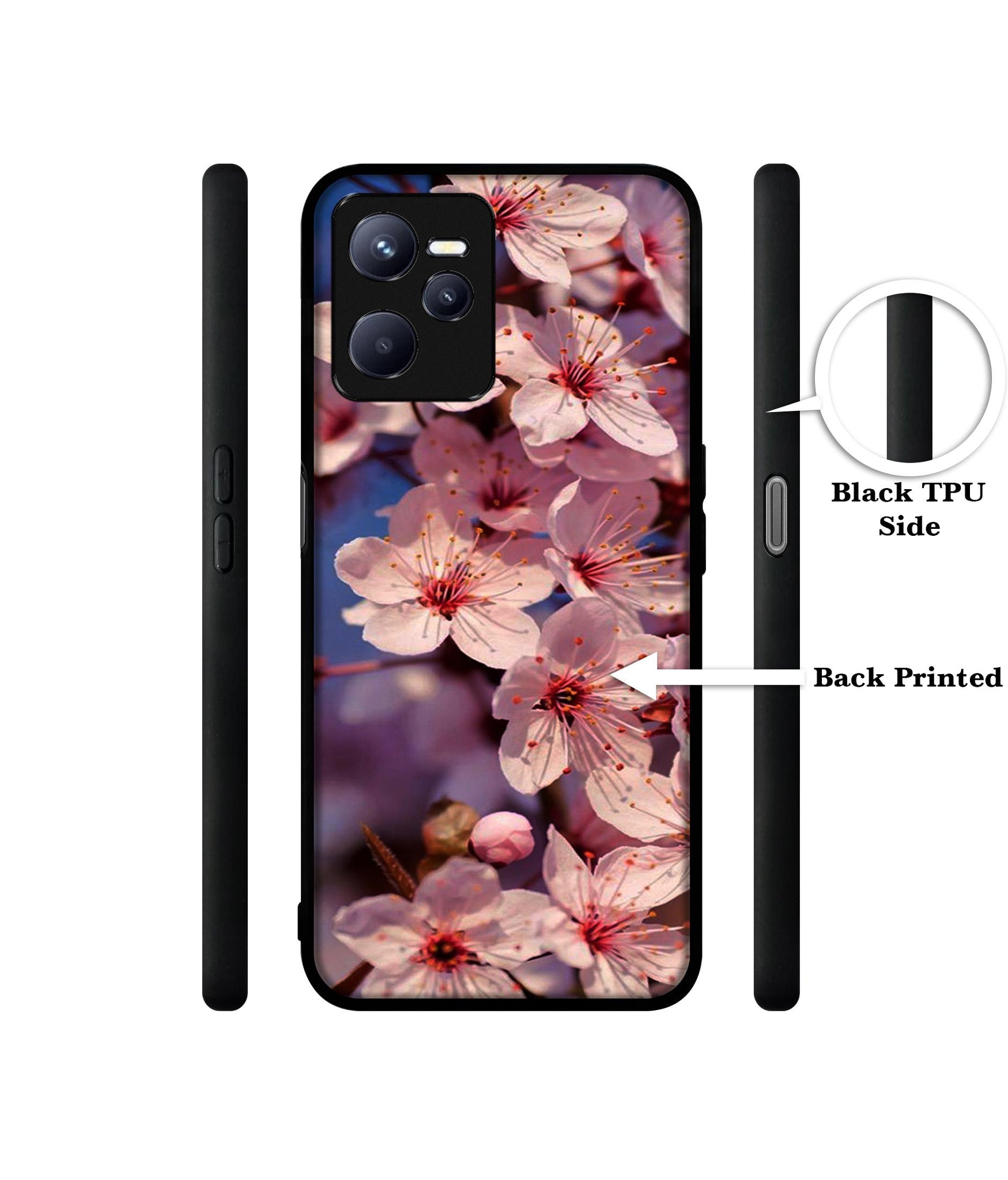 Pink Flowers Pattern Designer 2D Printed Back Case Cover for Realme C35 4G / Narzo 50A Prime 4G