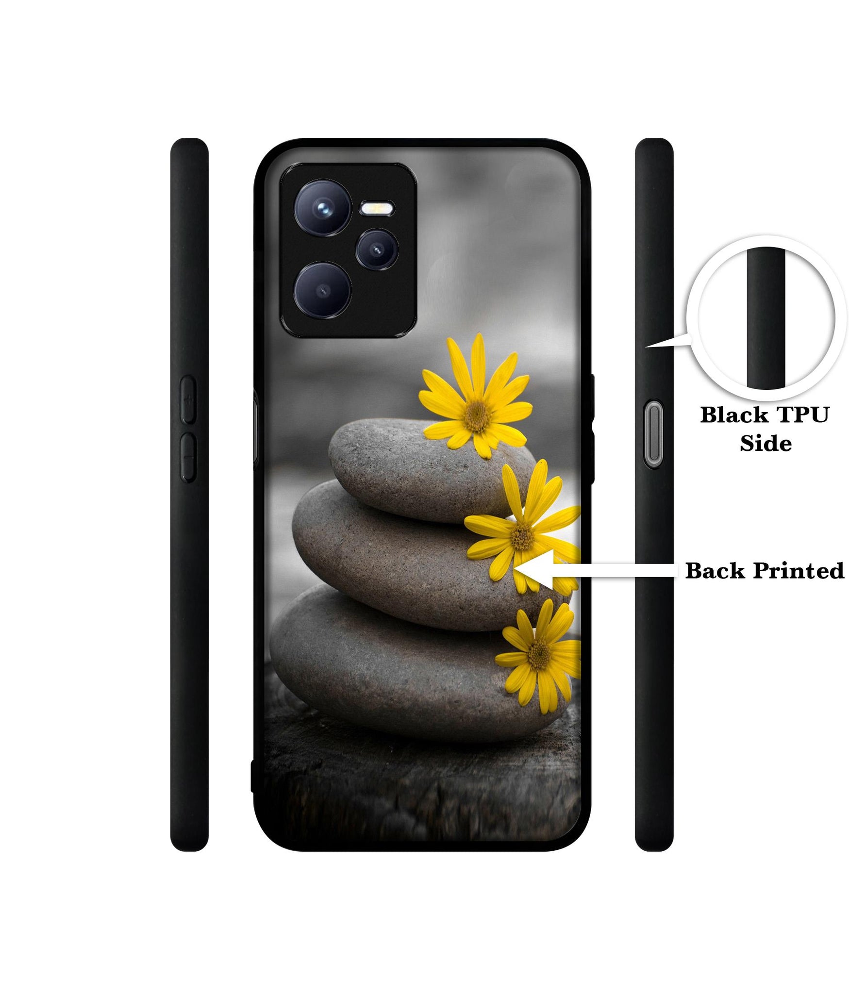 Stones And Flower Designer 2D Printed Back Case Cover for Realme C35 4G / Narzo 50A Prime 4G