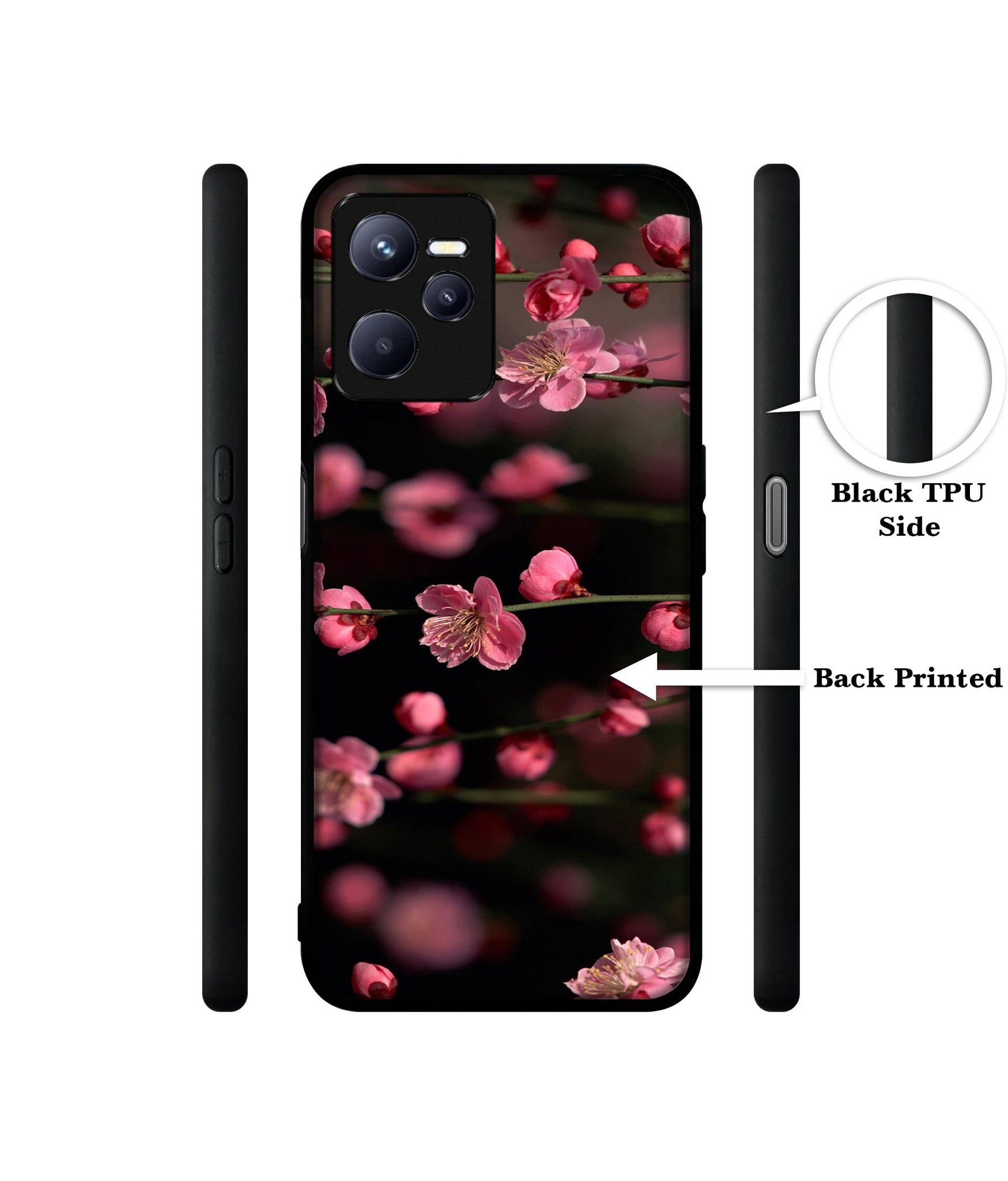 Pink Flowers Designer 2D Printed Back Case Cover for Realme C35 4G / Narzo 50A Prime 4G