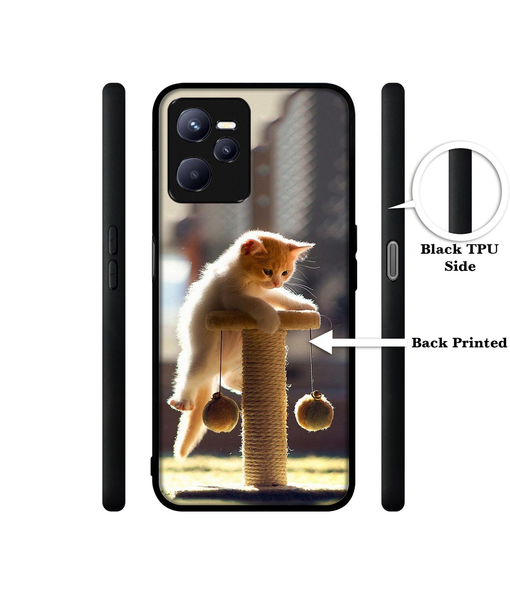 Cat Climbing Designer 2D Printed Back Case Cover for Realme C35 4G / Narzo 50A Prime 4G