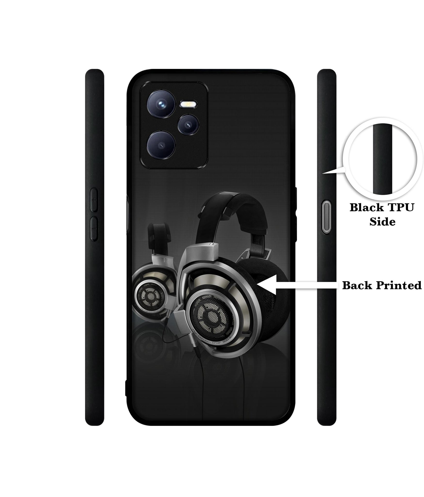 Head Phone Designer 2D Printed Back Case Cover for Realme C35 4G / Narzo 50A Prime 4G