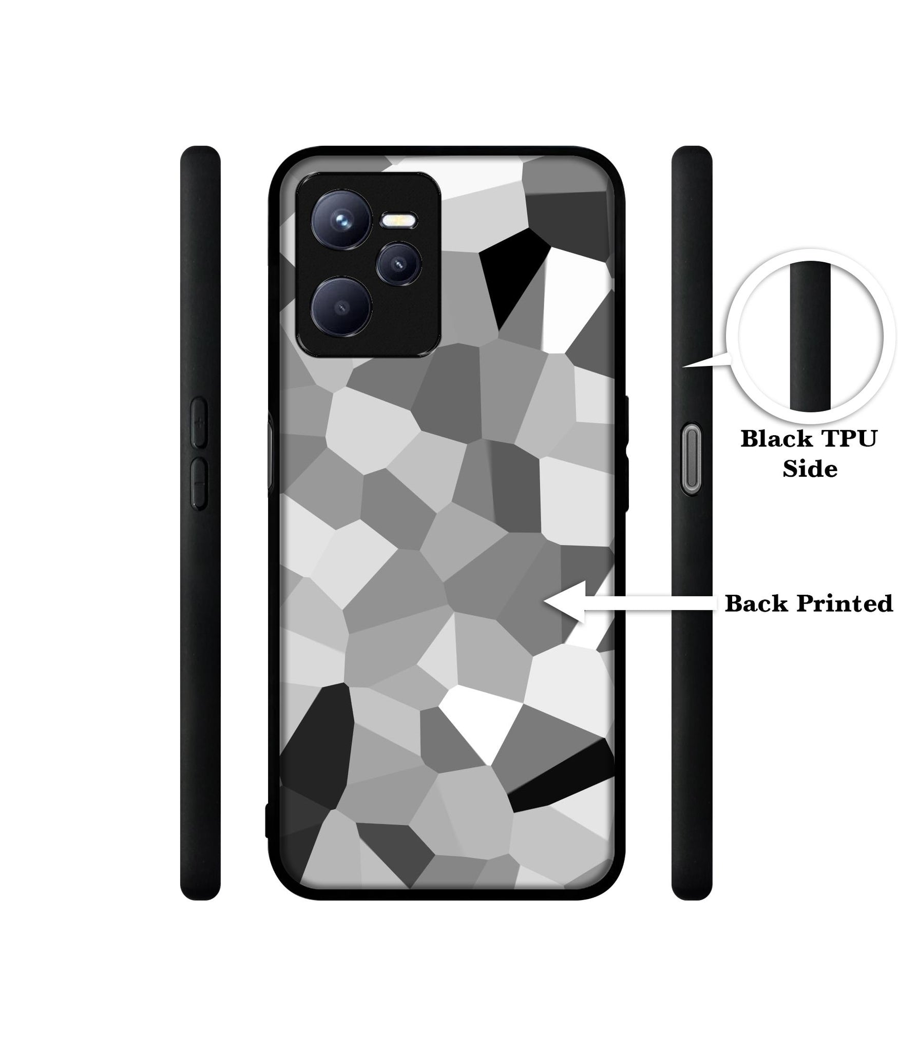 Black & White Mathematical Shape Designer 2D Printed Back Case Cover for Realme C35 4G / Narzo 50A Prime 4G