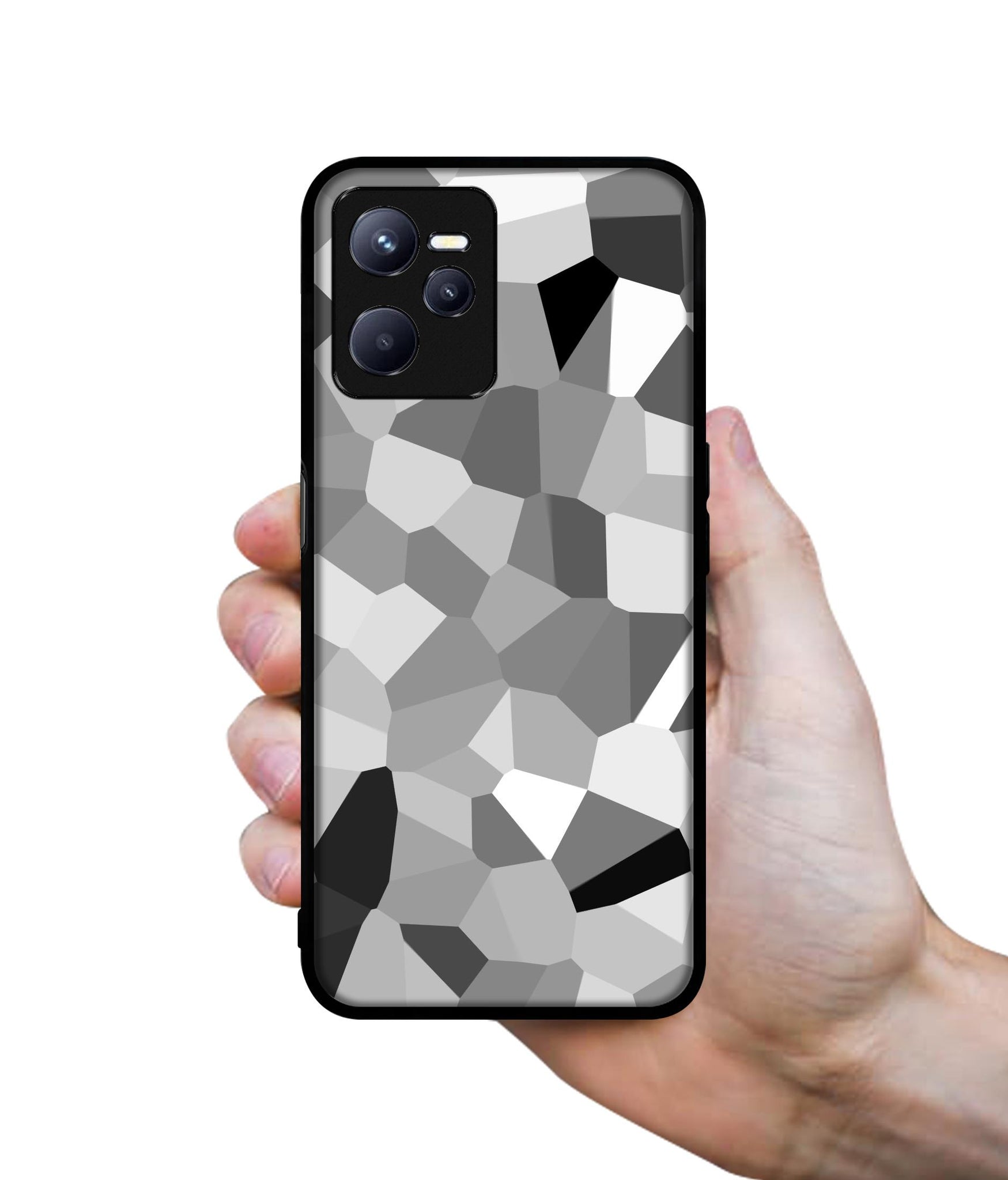 Black & White Mathematical Shape Designer 2D Printed Back Case Cover for Realme C35 4G / Narzo 50A Prime 4G