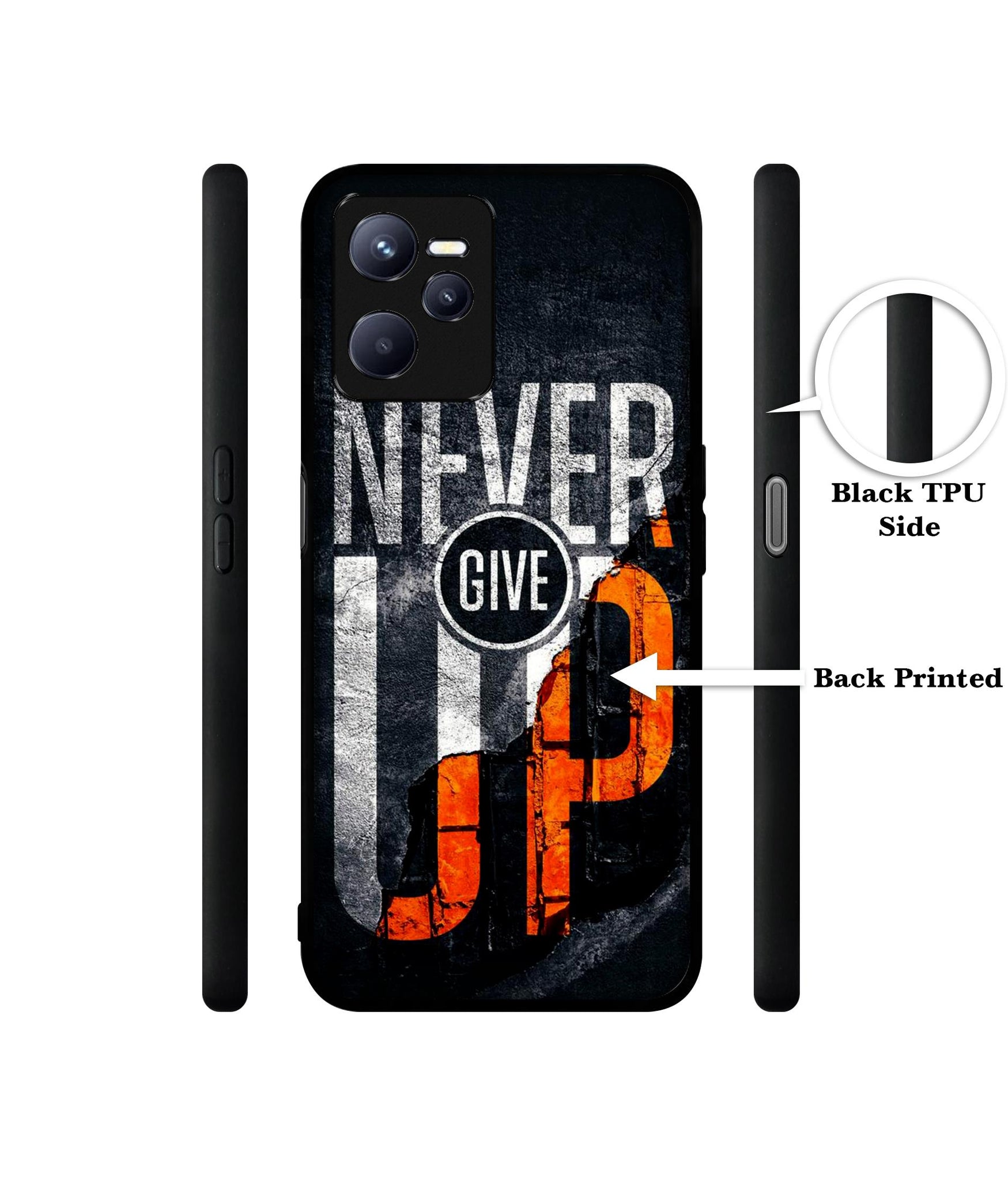 Never Give Up Designer 2D Printed Back Case Cover for Realme C35 4G / Narzo 50A Prime 4G