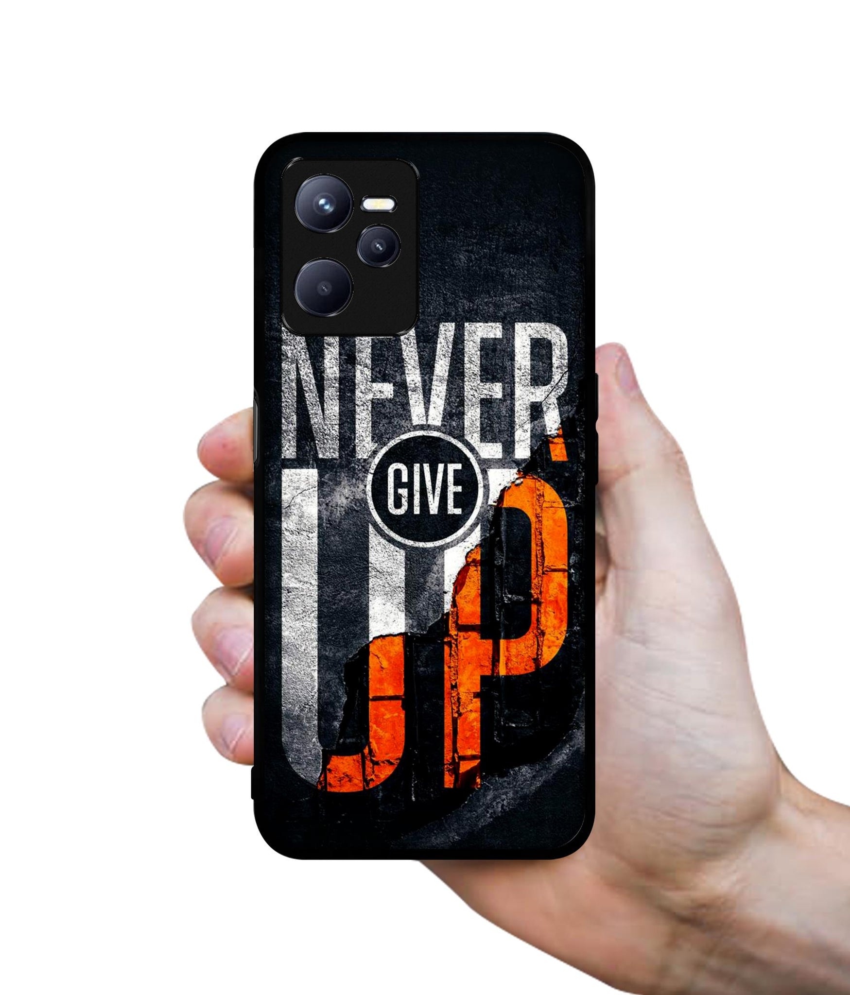 Never Give Up Designer 2D Printed Back Case Cover for Realme C35 4G / Narzo 50A Prime 4G