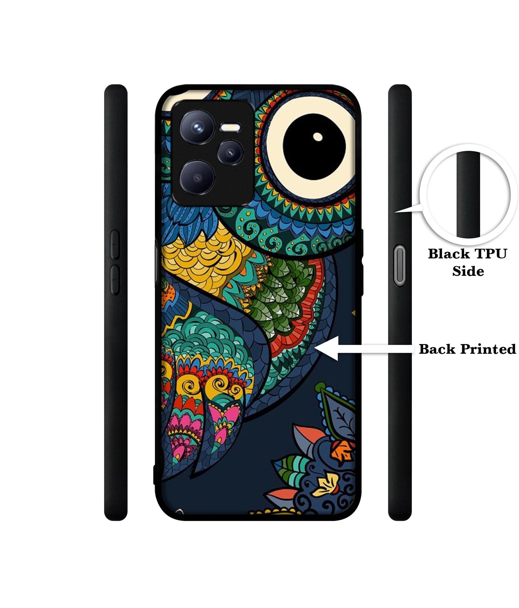 Owl Illustration Designer 2D Printed Back Case Cover for Realme C35 4G / Narzo 50A Prime 4G