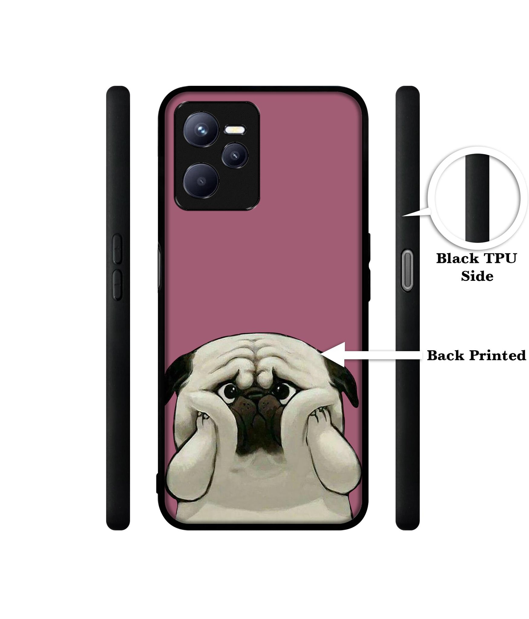 Cute Pug Holding Big Cheeks Designer 2D Printed Back Case Cover for Realme C35 4G / Narzo 50A Prime 4G