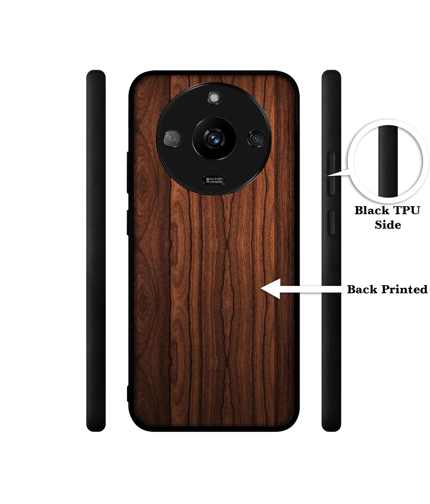 Brown Wooden Texture Designer 2D Printed Back Case Cover for Realme Narzo 60 5G