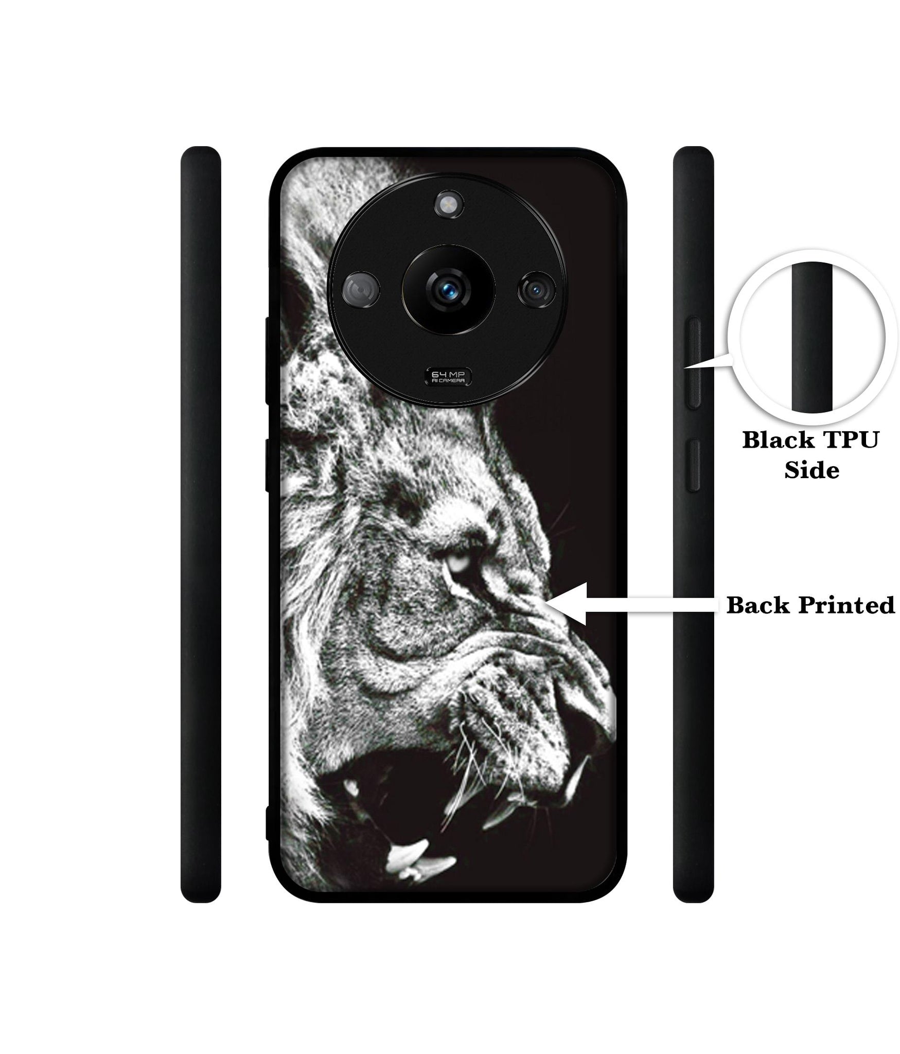 Angry Lion Designer 2D Printed Back Case Cover for Realme Narzo 60 5G