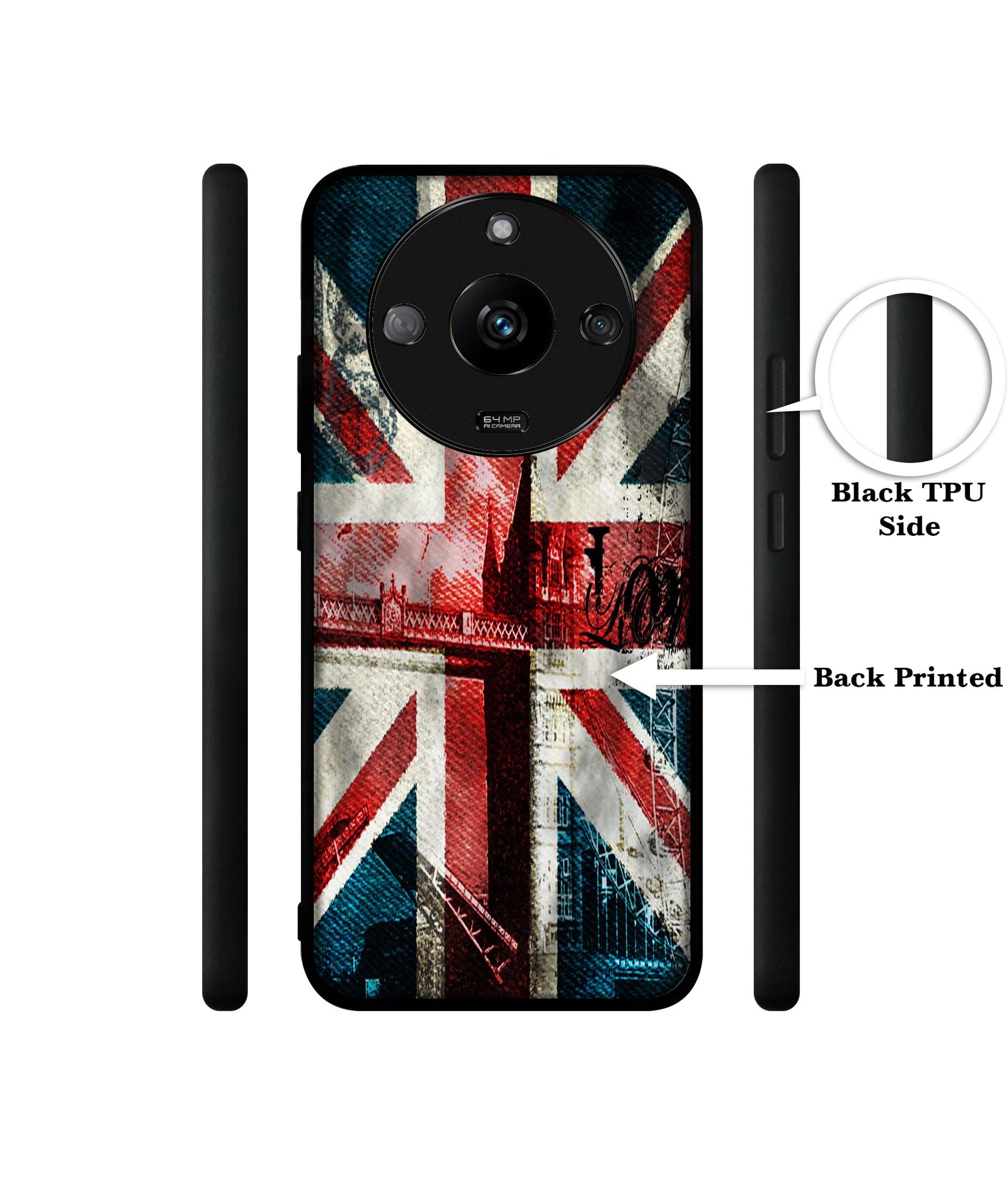 London Flag wallpaper Designer 2D Printed Back Case Cover for Realme Narzo 60 5G