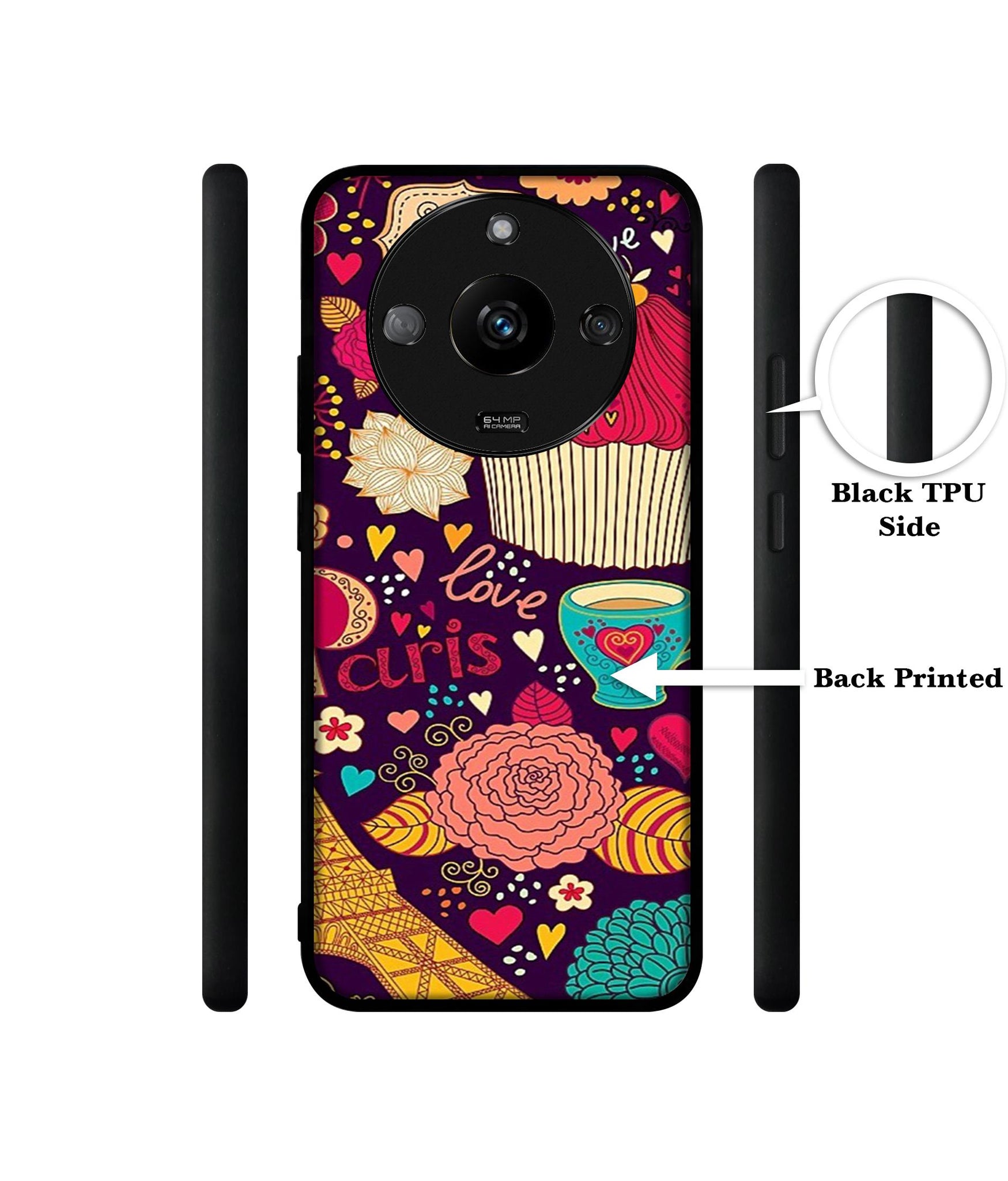 Paris Flower Love Designer 2D Printed Back Case Cover for Realme Narzo 60 5G
