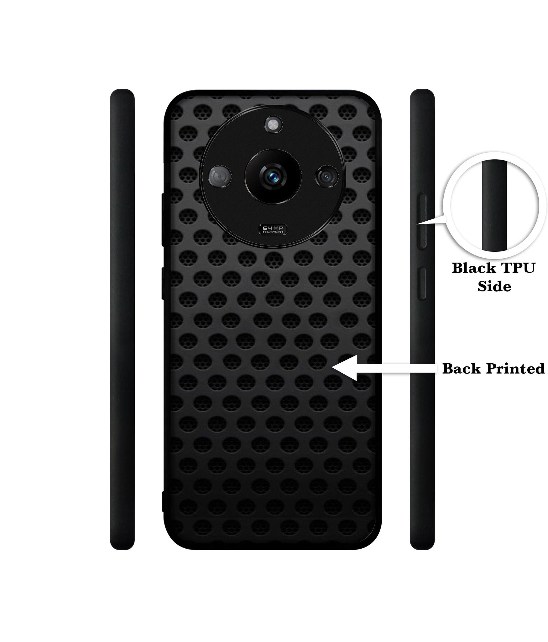 Black Circle Designer 2D Printed Back Case Cover for Realme Narzo 60 5G
