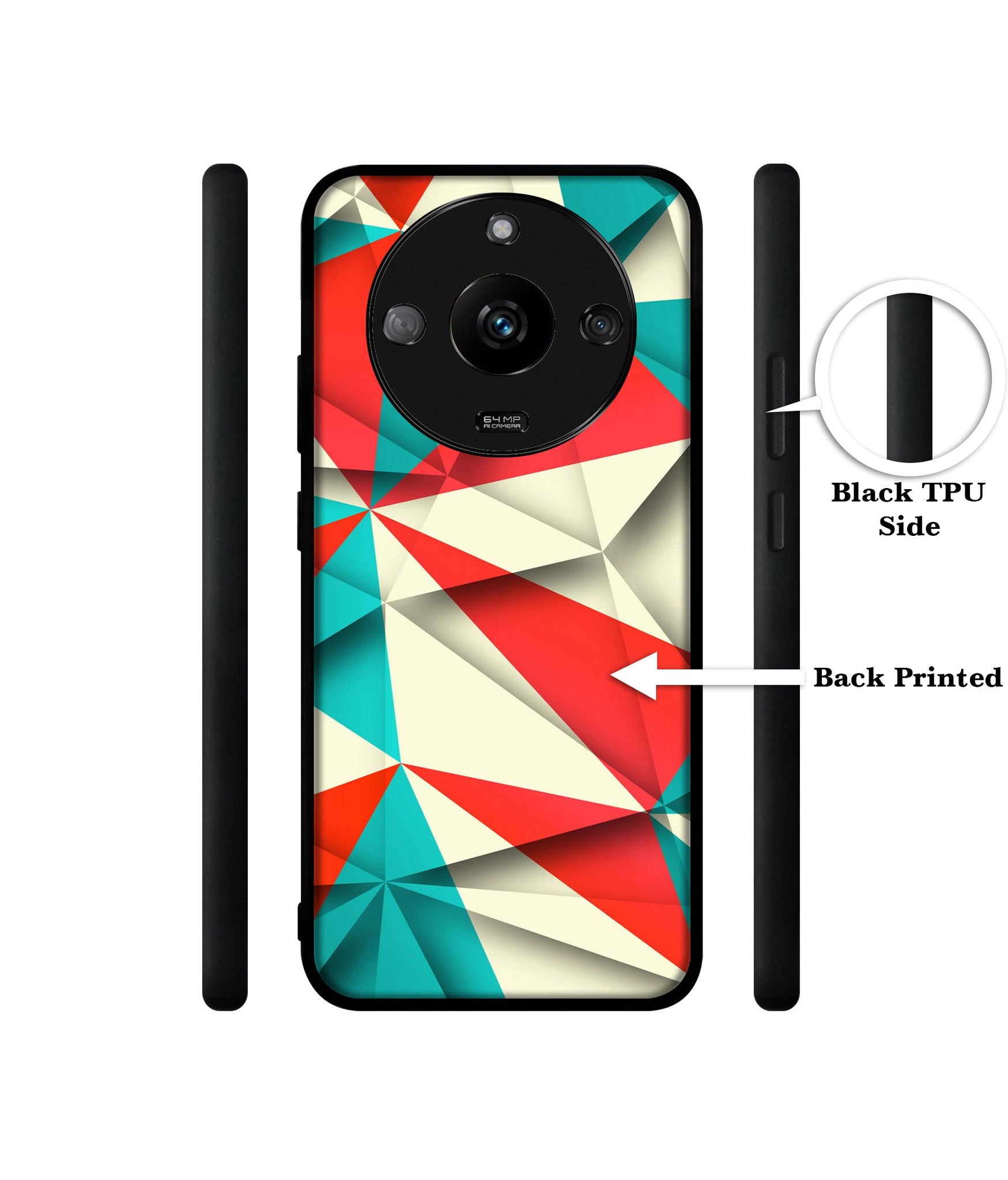 Red Blue White Pattern Designer 2D Printed Back Case Cover for Realme Narzo 60 5G