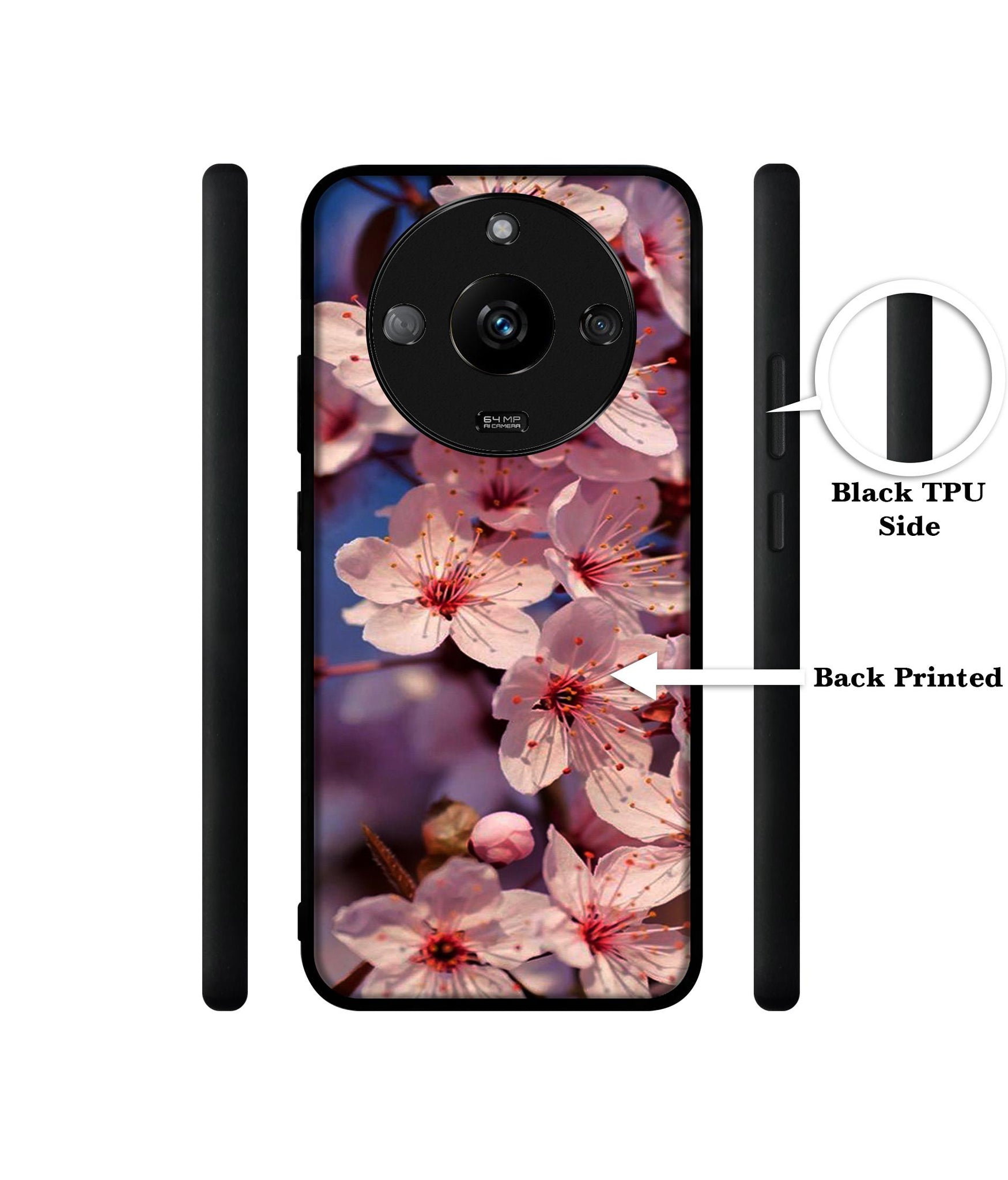 Pink Flowers Pattern Designer 2D Printed Back Case Cover for Realme Narzo 60 5G