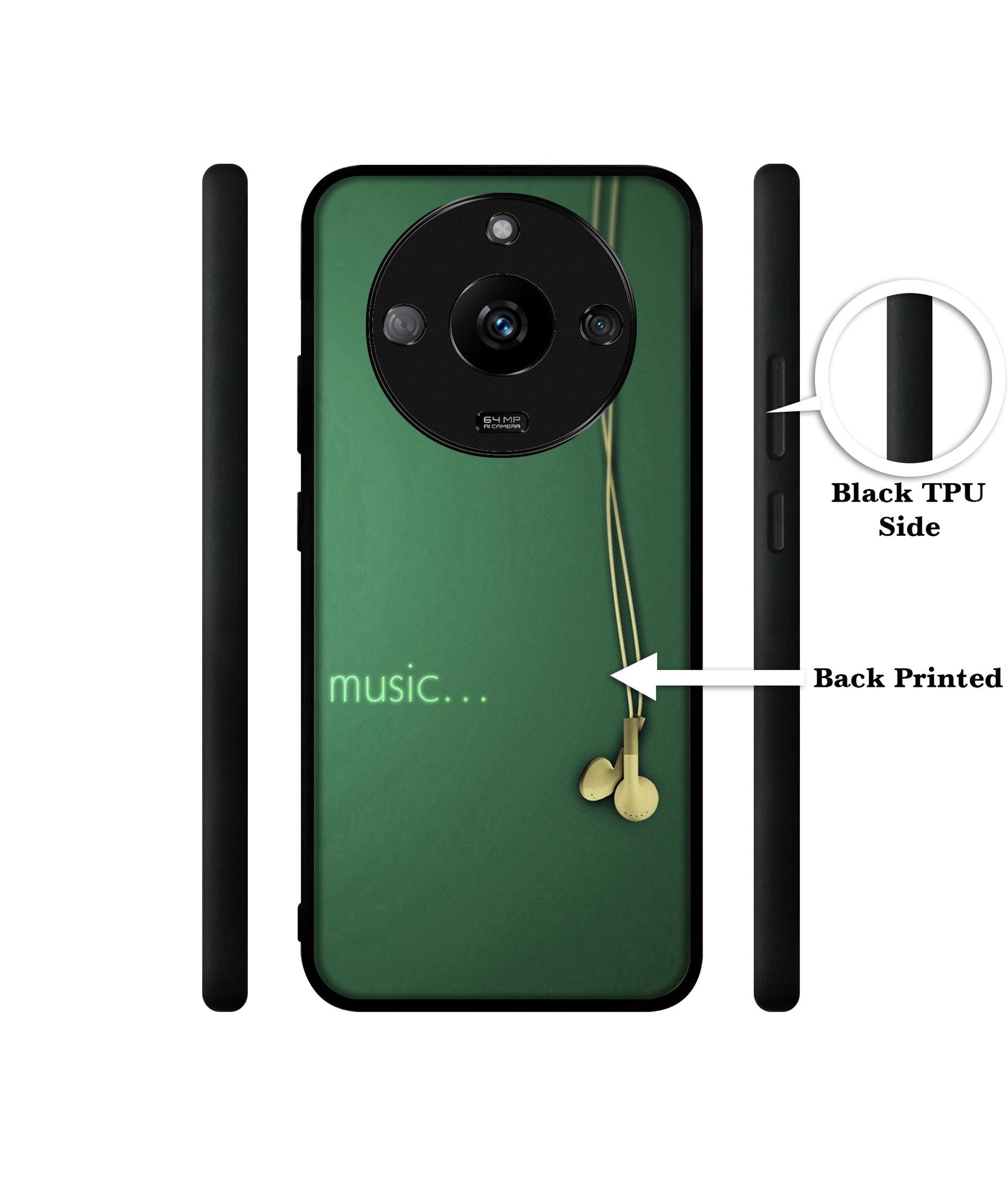 Headphone Music Designer 2D Printed Back Case Cover for Realme Narzo 60 5G