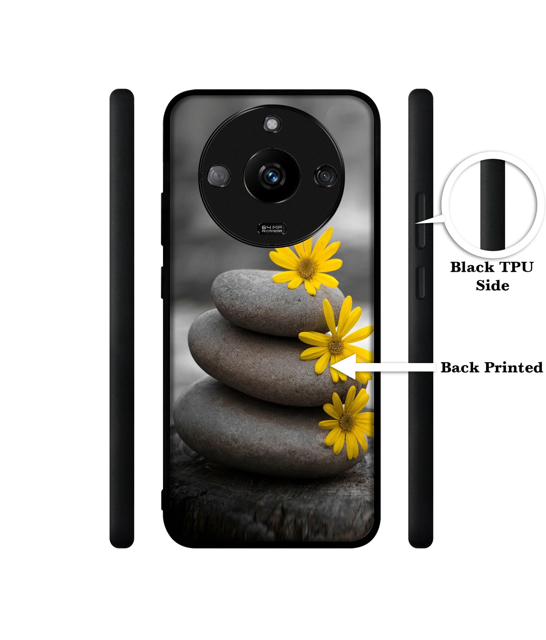 Stones And Flower Designer 2D Printed Back Case Cover for Realme Narzo 60 5G