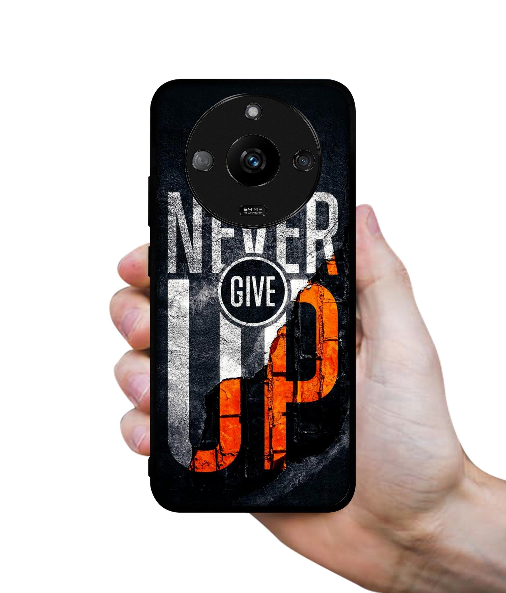 Never Give Up Designer 2D Printed Back Case Cover for Realme Narzo 60 5G