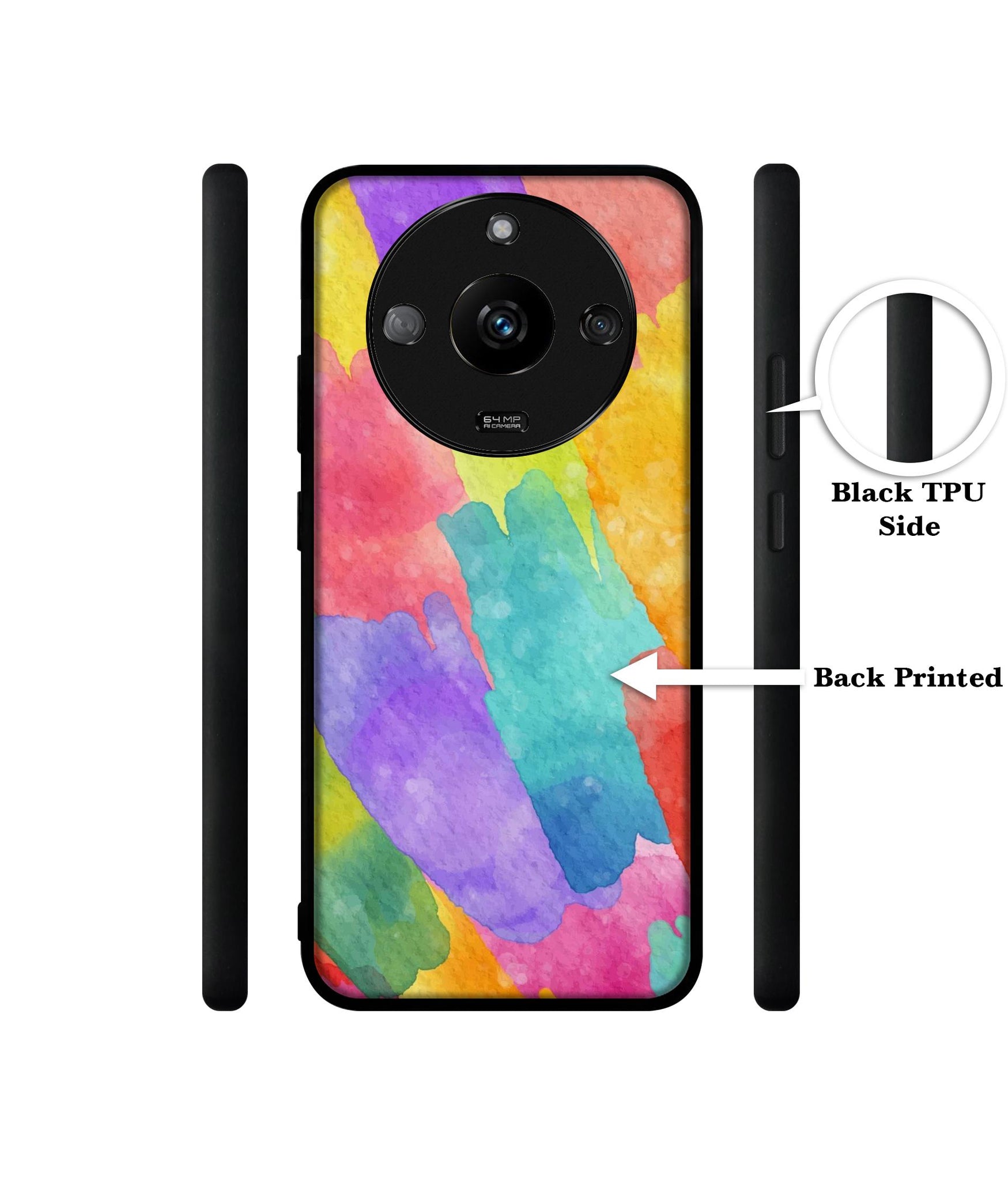 Water Paint Colorful Abstract Designer 2D Printed Back Case Cover for Realme Narzo 60 5G