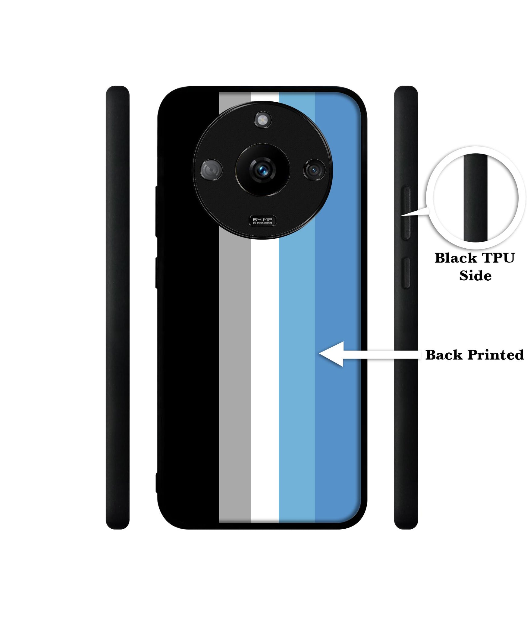 White and Blue Lines Designer 2D Printed Back Case Cover for Realme Narzo 60 5G