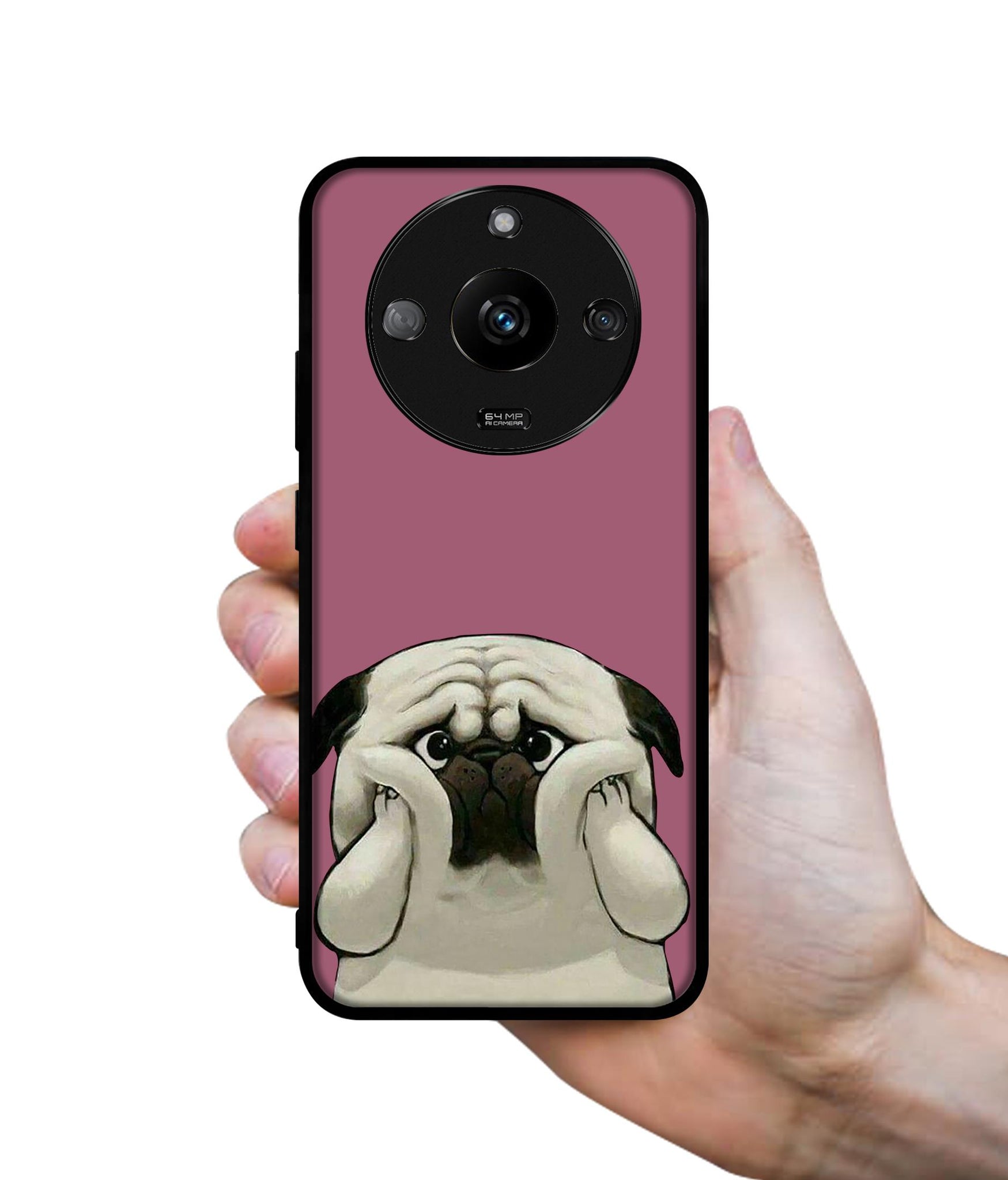Cute Pug Holding Big Cheeks Designer 2D Printed Back Case Cover for Realme Narzo 60 5G