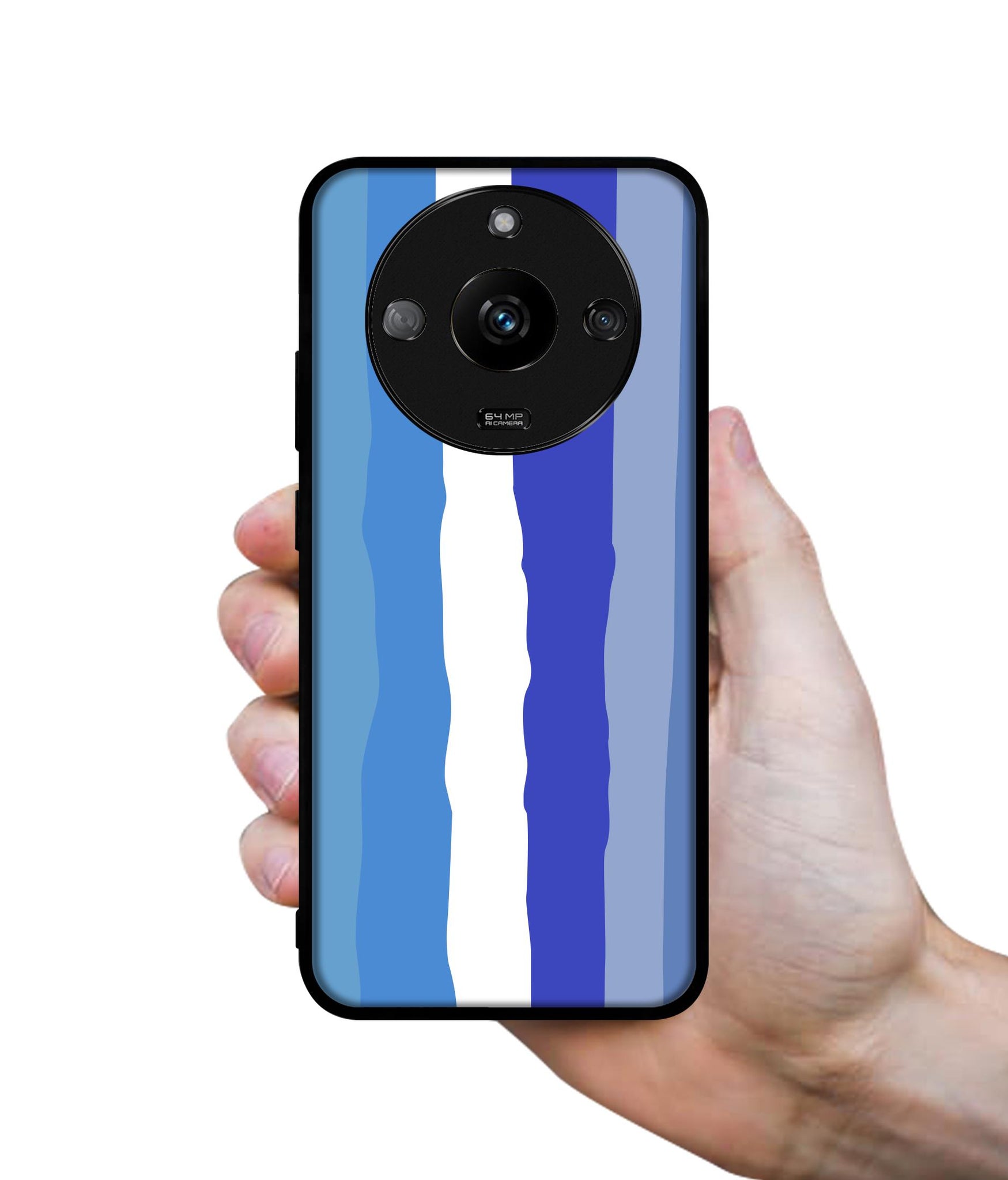 Blue Stripes Rainbow Designer 2D Printed Back Case Cover for Realme Narzo 60 5G