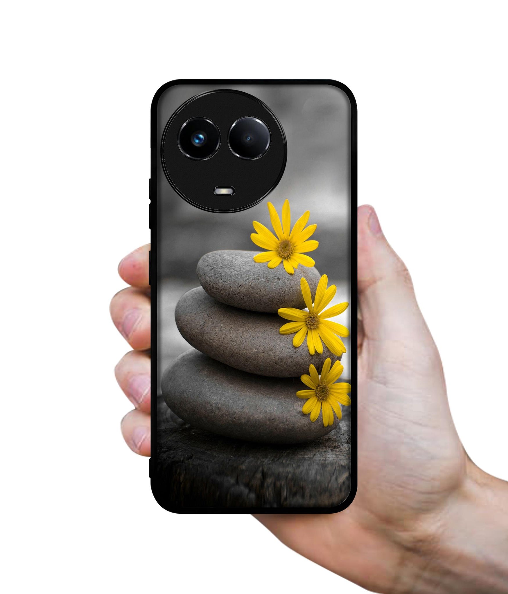 Stones And Flower Designer 2D Printed Back Case Cover for Realme C67 5G