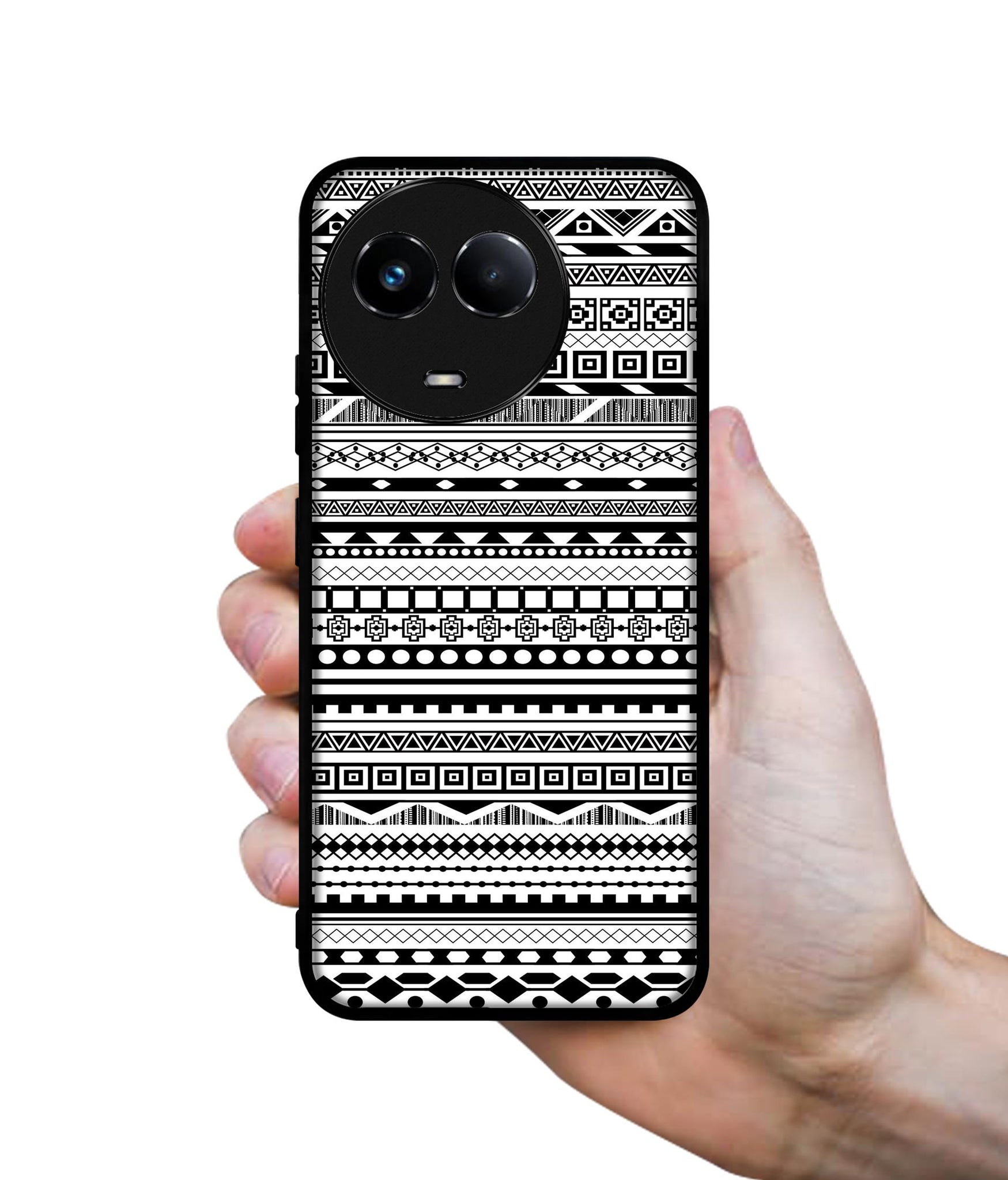 Black & White Patterns Designer 2D Printed Back Case Cover for Realme C67 5G