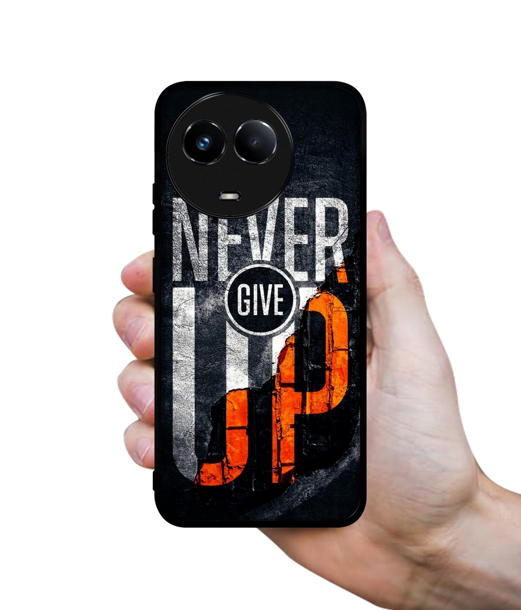 Never Give Up Designer 2D Printed Back Case Cover for Realme C67 5G