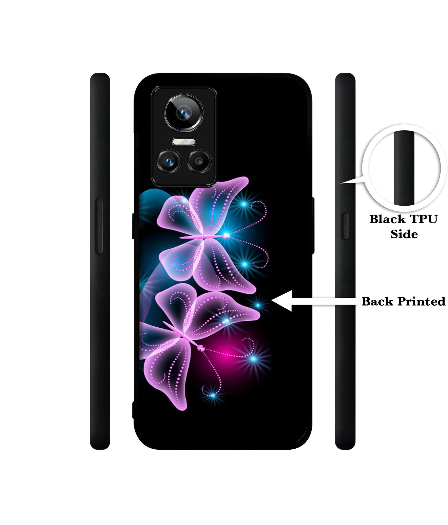 Butterflies Neon Light Designer 2D Printed Back Case Cover for Realme GT Neo3 5G