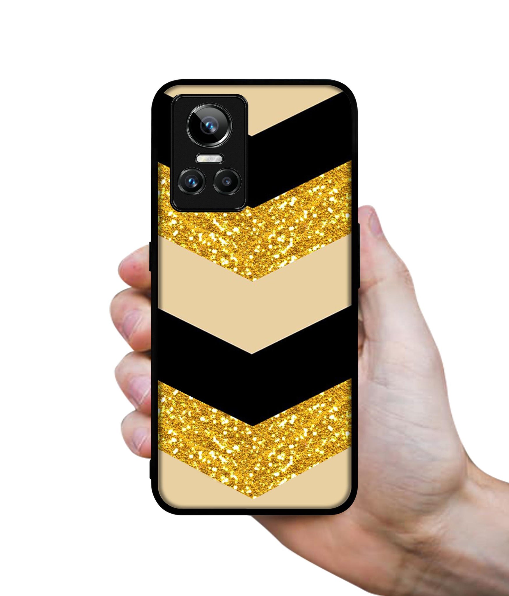 Black & Gold Designer 2D Printed Back Case Cover for Realme GT Neo3 5G