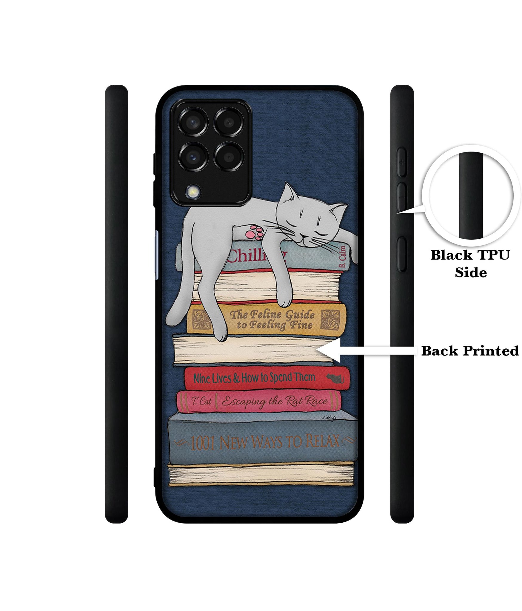 Cat Sleeping On The Books Designer 2D Printed Back Case Cover for Samsung Galaxy M33 5G