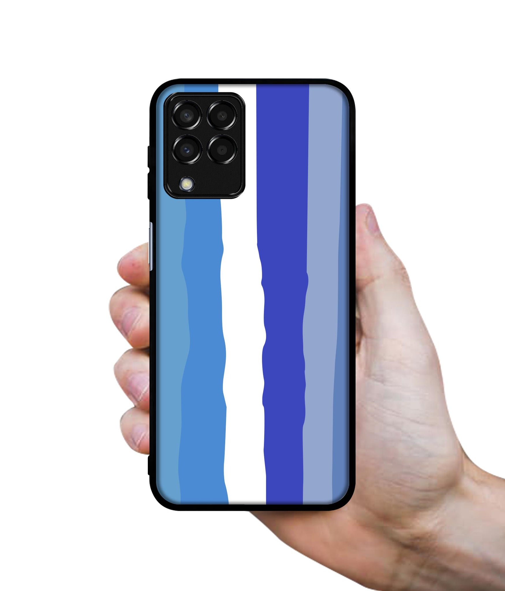 Blue Stripes Rainbow Designer 2D Printed Back Case Cover for Samsung Galaxy M33 5G