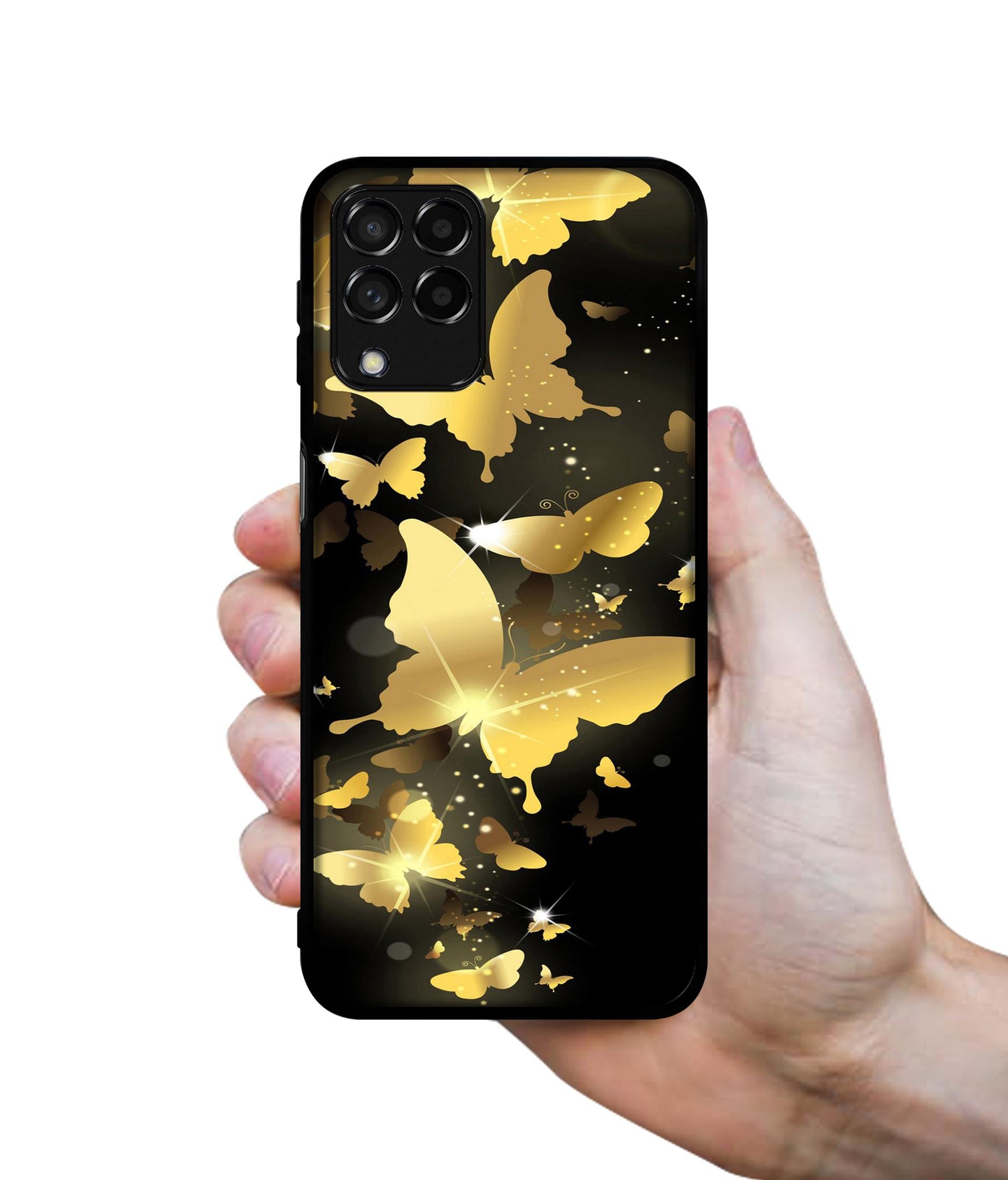 Golden Butterfly Pattern Designer 2D Printed Back Case Cover for Samsung Galaxy M53 5G