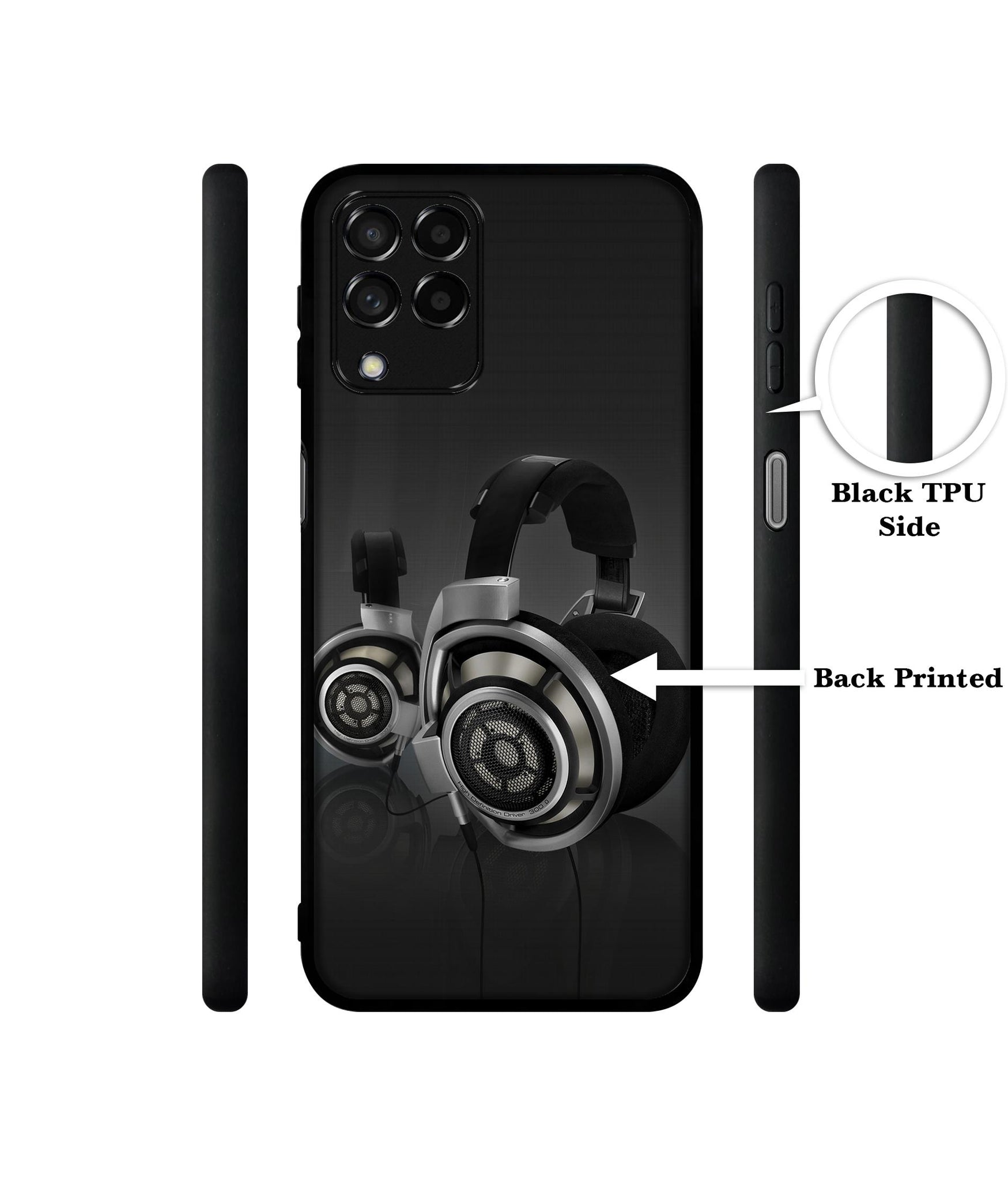 Head Phone Designer 2D Printed Back Case Cover for Samsung Galaxy M53 5G